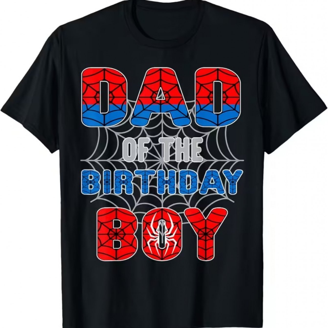 TEMU Men's Spider Web Happy Birthday Party T-shirt