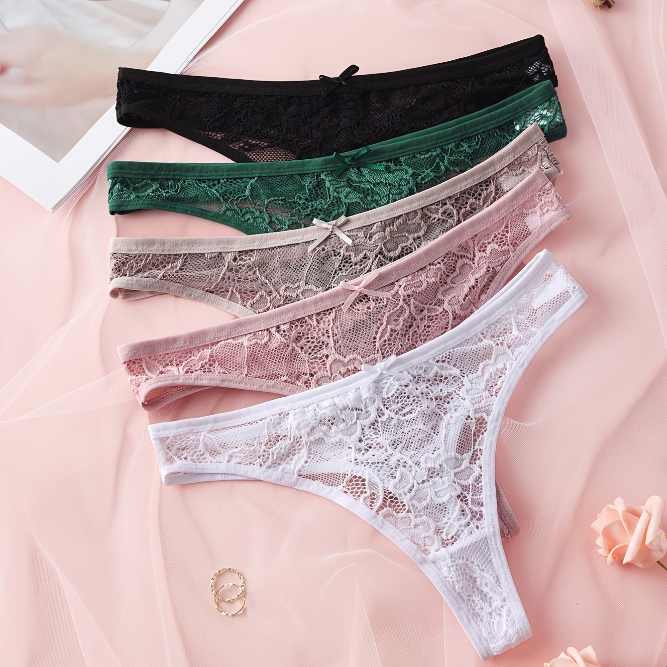 TEMU Random 3-pack Low-waist Seamless Bow Women's Panties, Sporty Comfortable Stretch Seamless Women's Underwear, Women's Lingerie And Underwear
