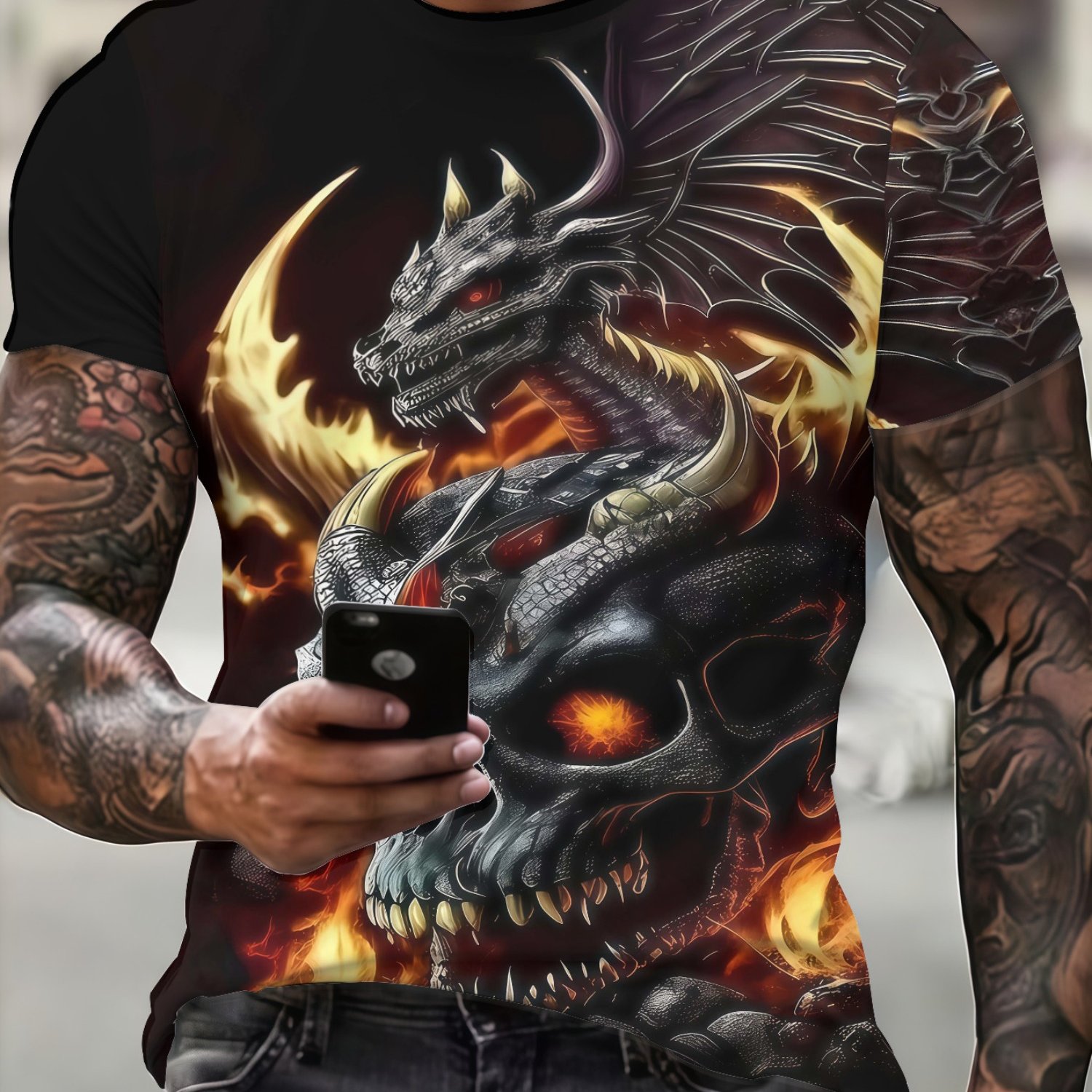 TEMU 3d Short-sleeve Trendy Men's Summer Casual Breathable Fashion
