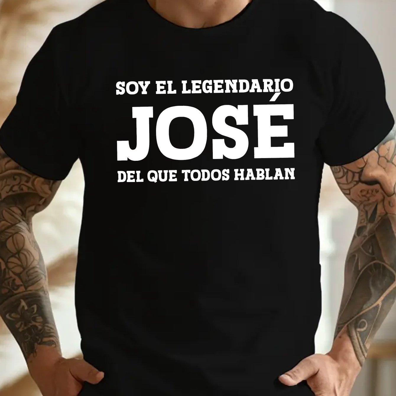 TEMU I AM JOSE Camiseta de Hombre de Talla Grande con Acrilica