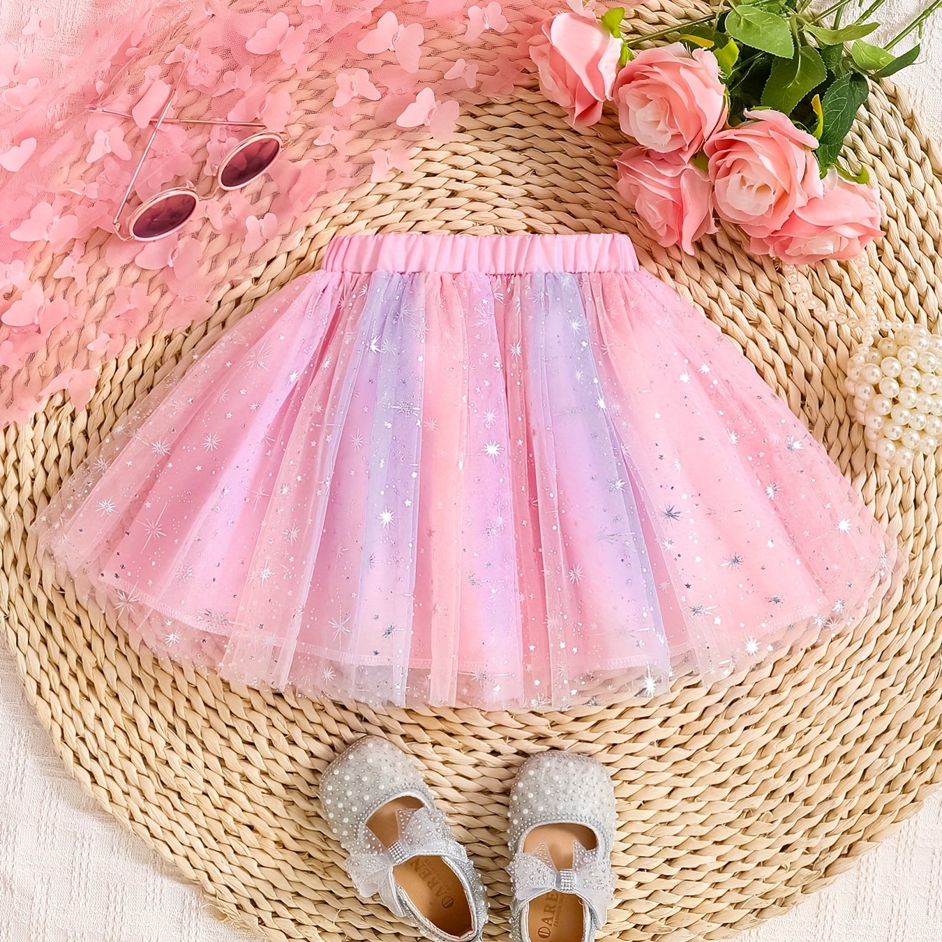 Image of Girls' Clothing Half-skirt Chiffon Skirt For Toddlers And Young Girls, Party Colorful Skirt With , Versatile Mesh Princess Dress For Girls