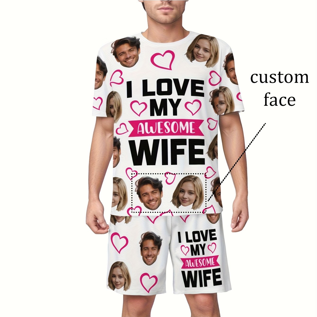 TEMU European And American Men's Fashion Custom Print Short-sleeve T-shirt And Shorts Casual Set