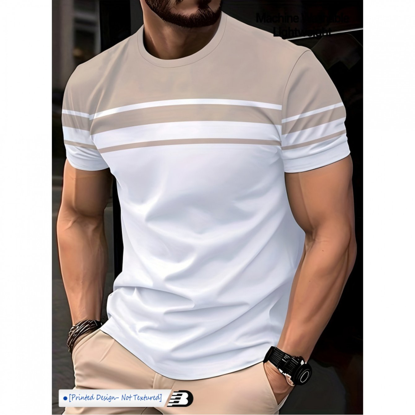TEMU Men's Fashion T-shirt, Casual Crew Neck Comfortable Top, [printed Design - Not Textured] Men' Fashion T-shirt