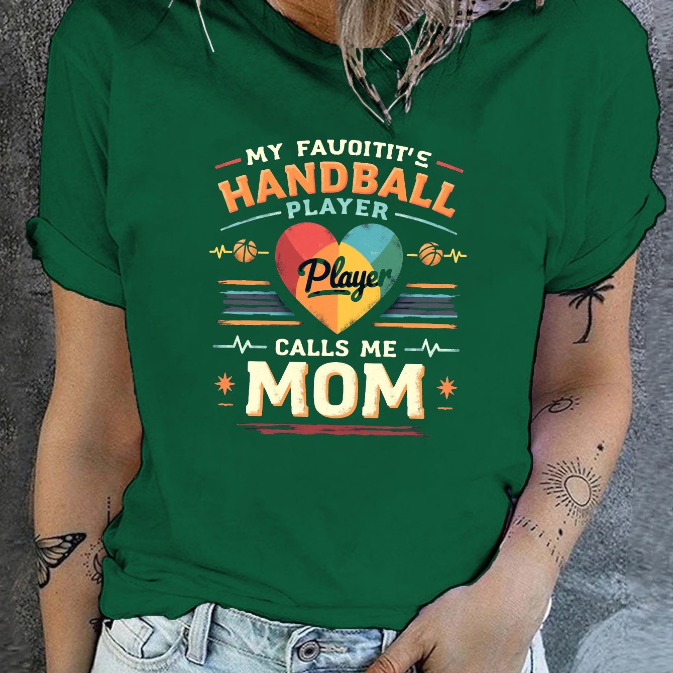 TEMU Graphic Print T-shirt, Short Sleeve Crew Neck Casual Top For Summer & Spring, Women's Clothing