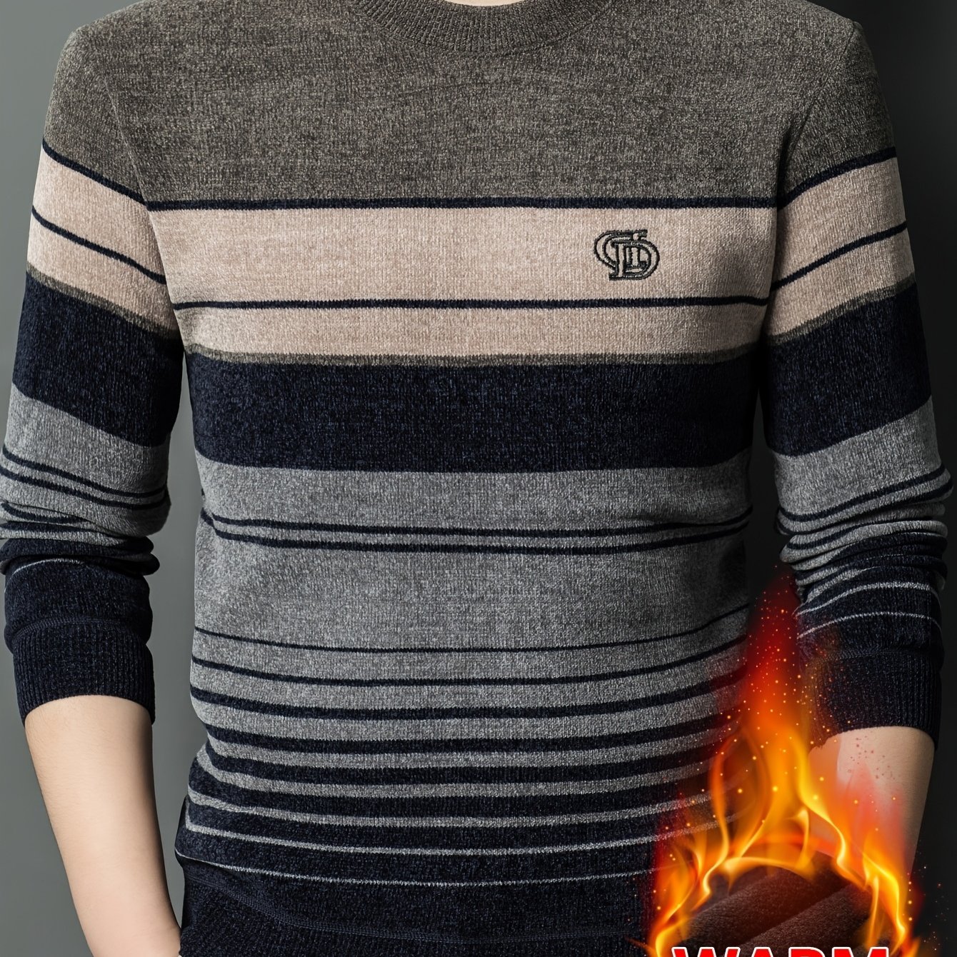 TEMU Minimalist Urban -lined Sweater For And City Casual Wear