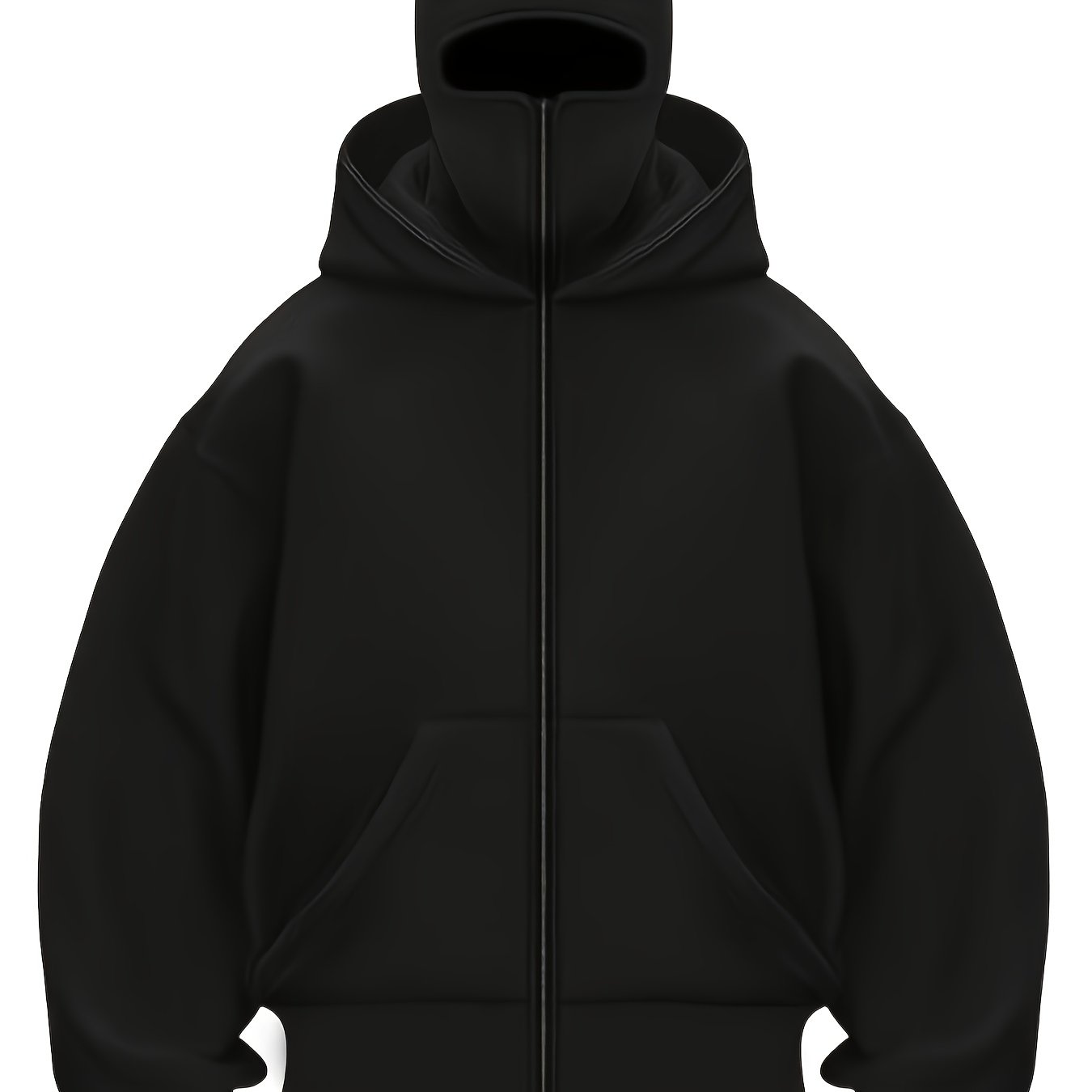Brand Double Hat Design Hooded Zipper Pullover Sweatshirt Windproof Jacket