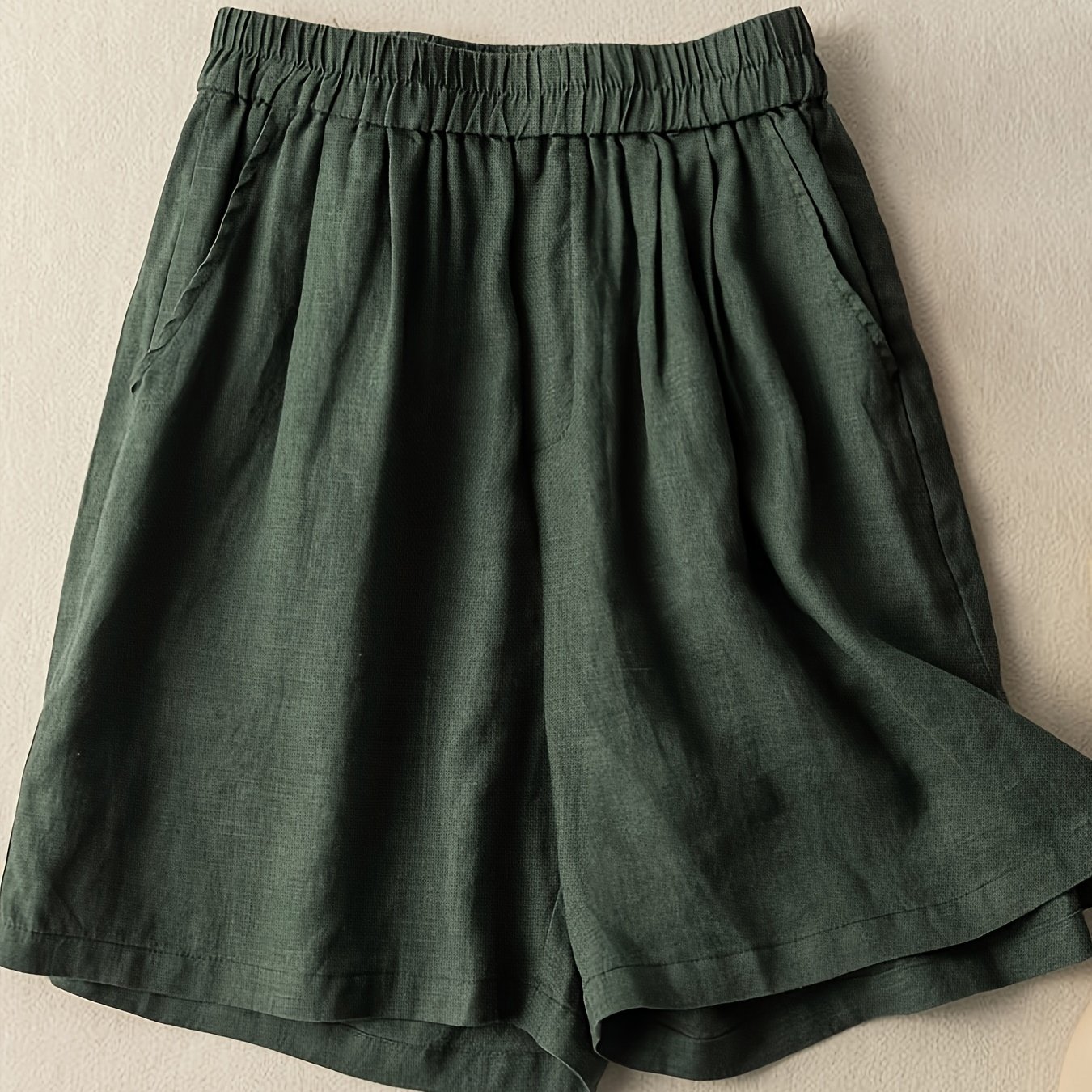 TEMU Drapey Solid Wide-leg Pants Women's Summer Loose Thin Retro Shorts High-waist Versatile Casual Bermuda Shorts