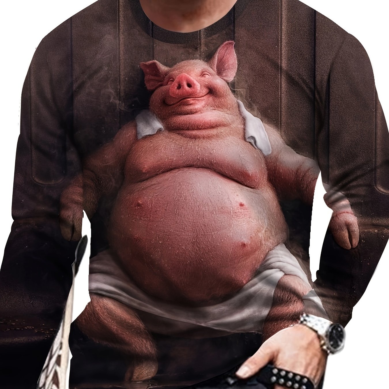 Plus Size Men's Funny Pig Tees 3d Print Realistic Graphic T - Temu