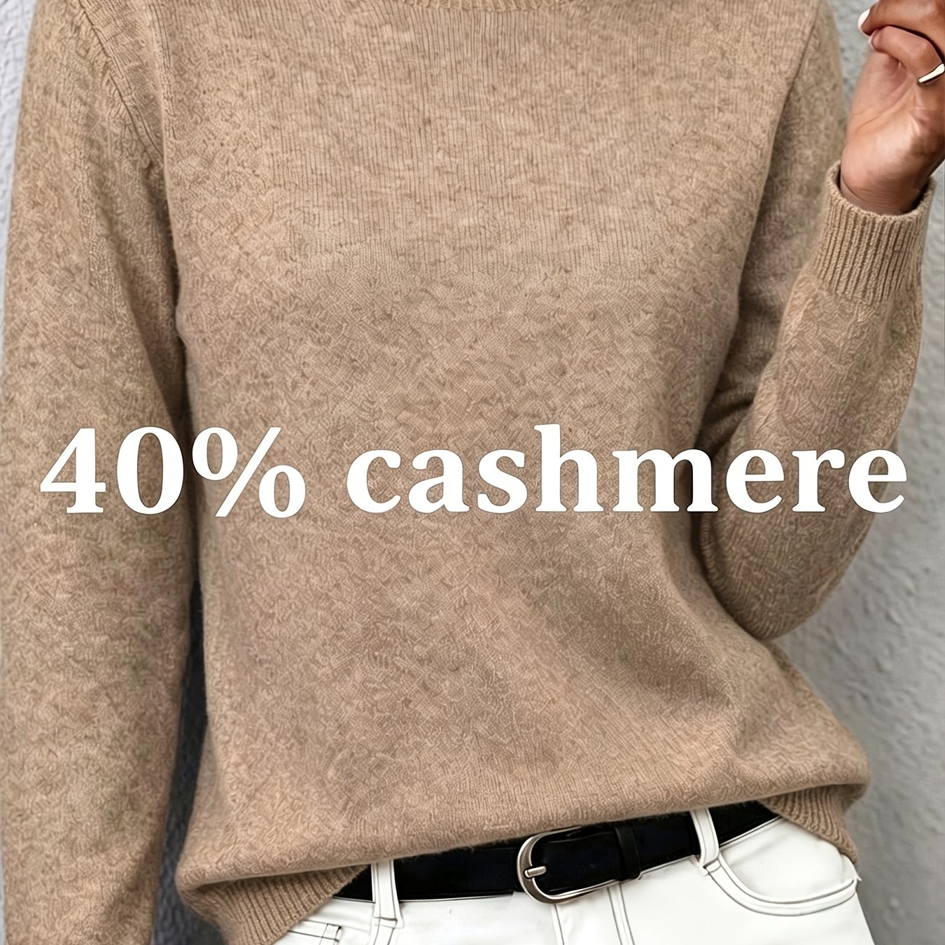 TEMU Pull en à manches longues pour femme, , confortable, de avec une texture pelucheuse. T-shirt de style français avec un look élégant, haut de