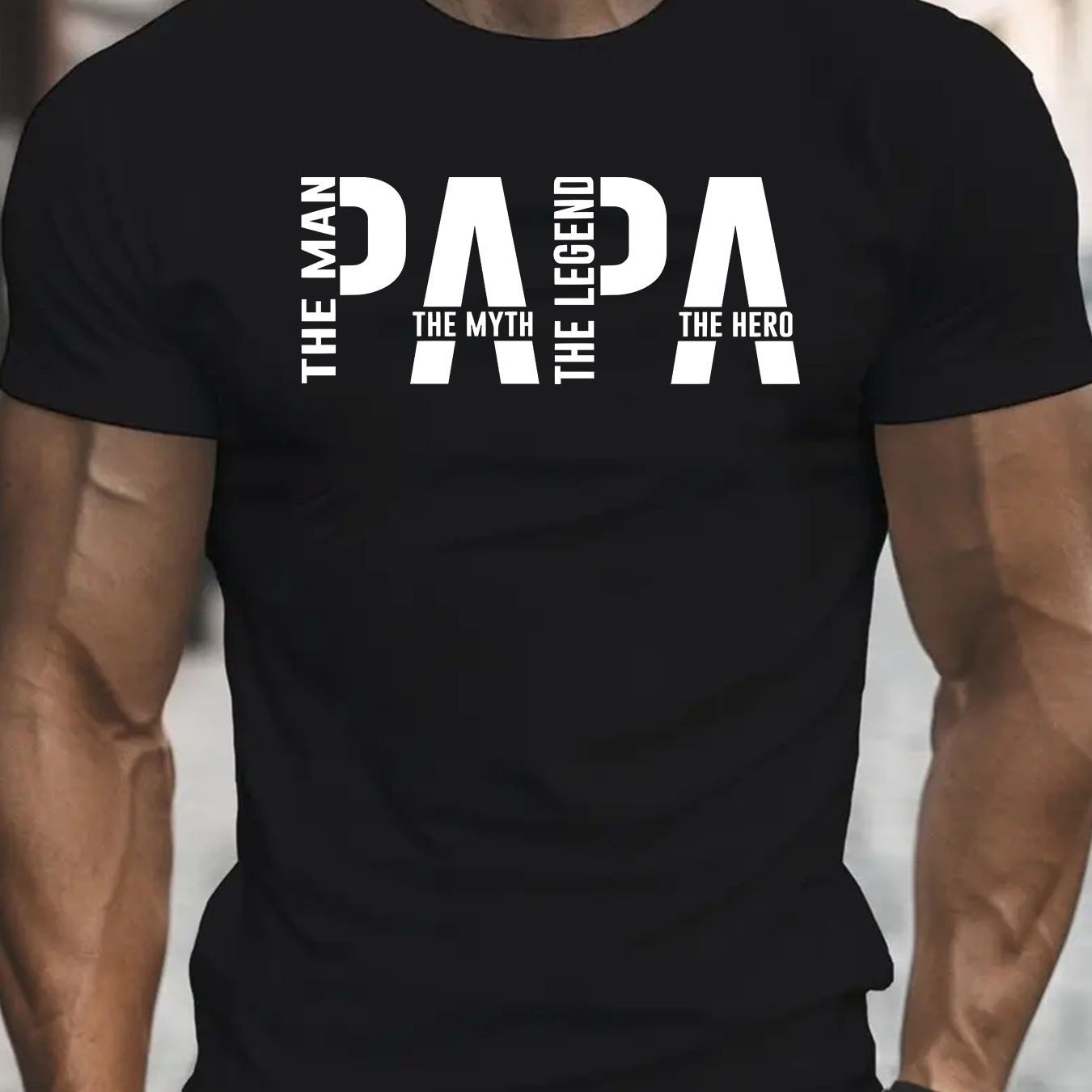 E-shop Neuer Modetrend Herren "Für den Mann. Der Mythos. Die . Papa" Grafik-T-Shirt, Leichtes Vintage Casual Kurzarm Rundhals-Shirt, Ideales