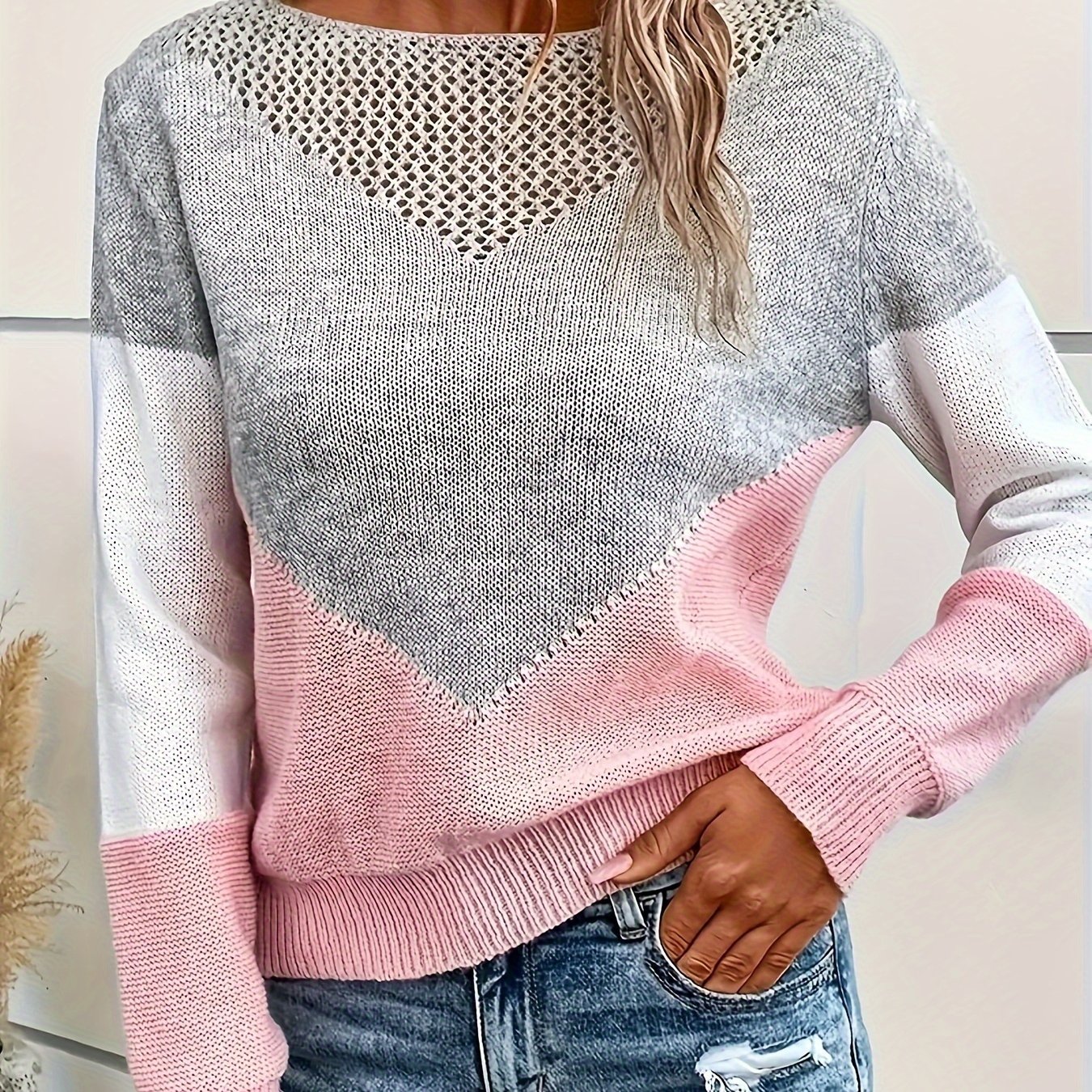 Image of Women's Sweater Sweater Suitable For - Soft Round Neck Pullover With Minimalist Plain, Non- Casual Sweater For Layering, Hand Washable Cozy Sweaters For & Casual Attire (no)