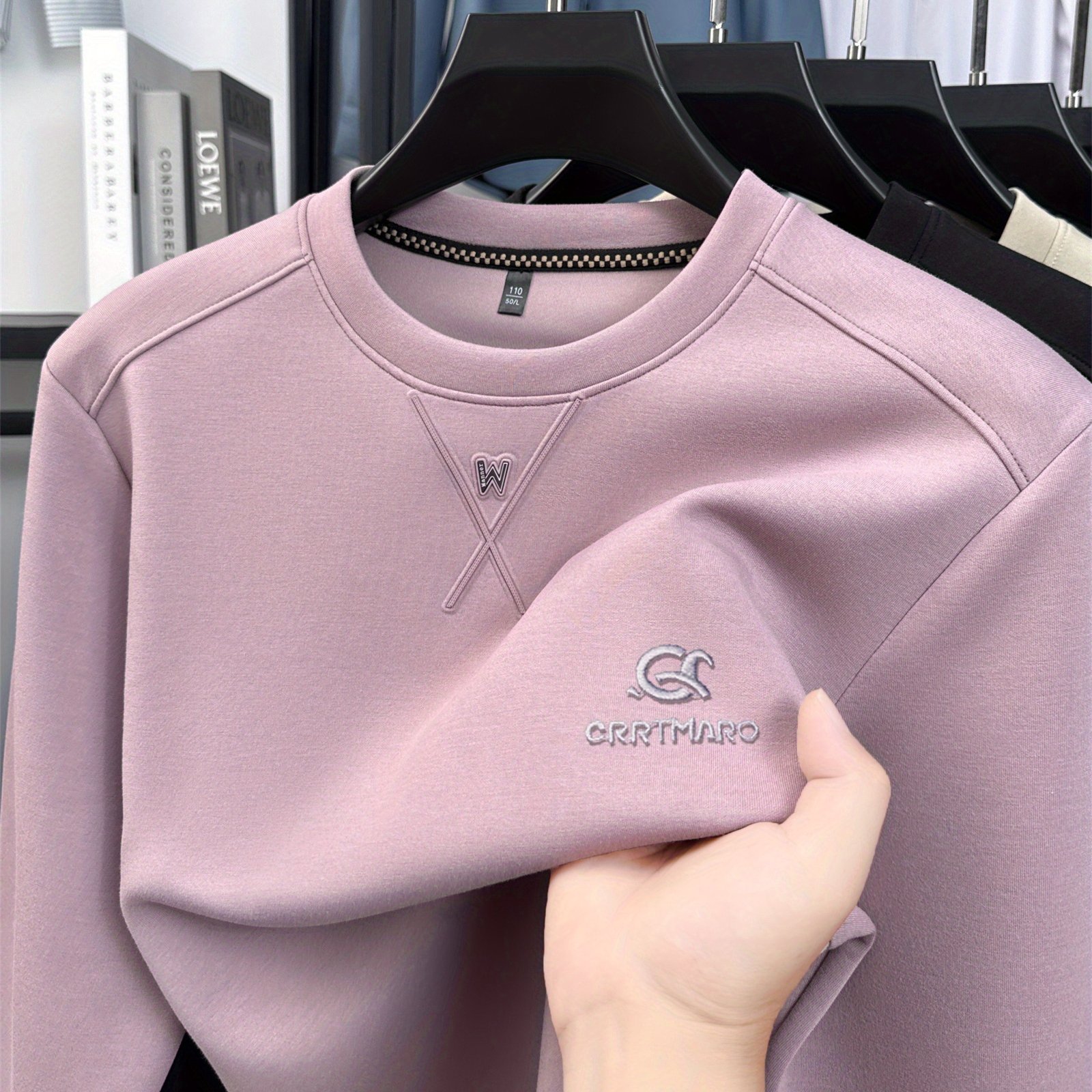 TEMU Cartmaro Autumn New Solid Color Round Neck Sweatshirt Casual Versatile Fashion Men's T-shirt Premium Loose Base Layer Top, Superior