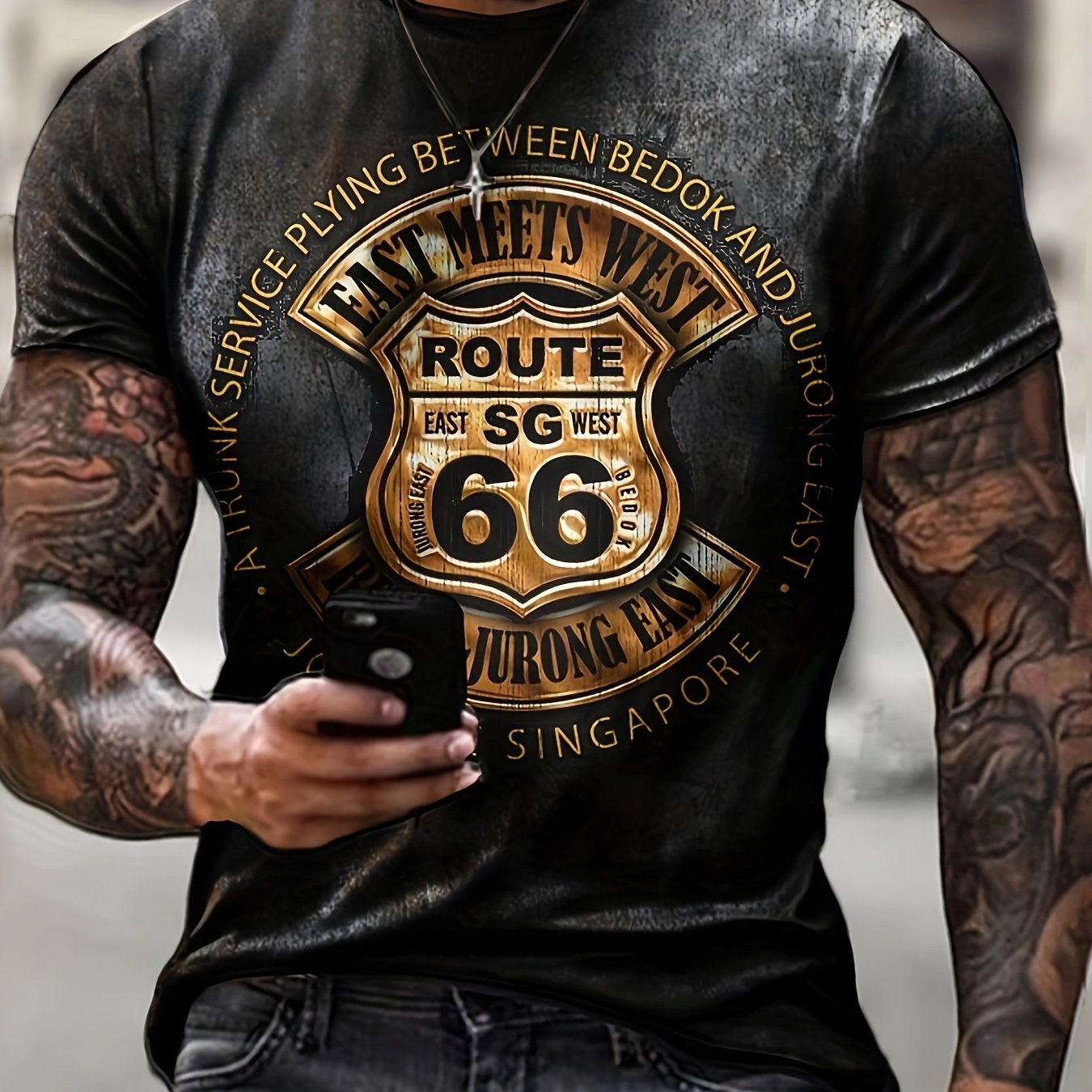 Letter Logo Print Men's Retro Casual Short Sleeve Crew Neck T-shirt, Summer Outdoor Streetwear