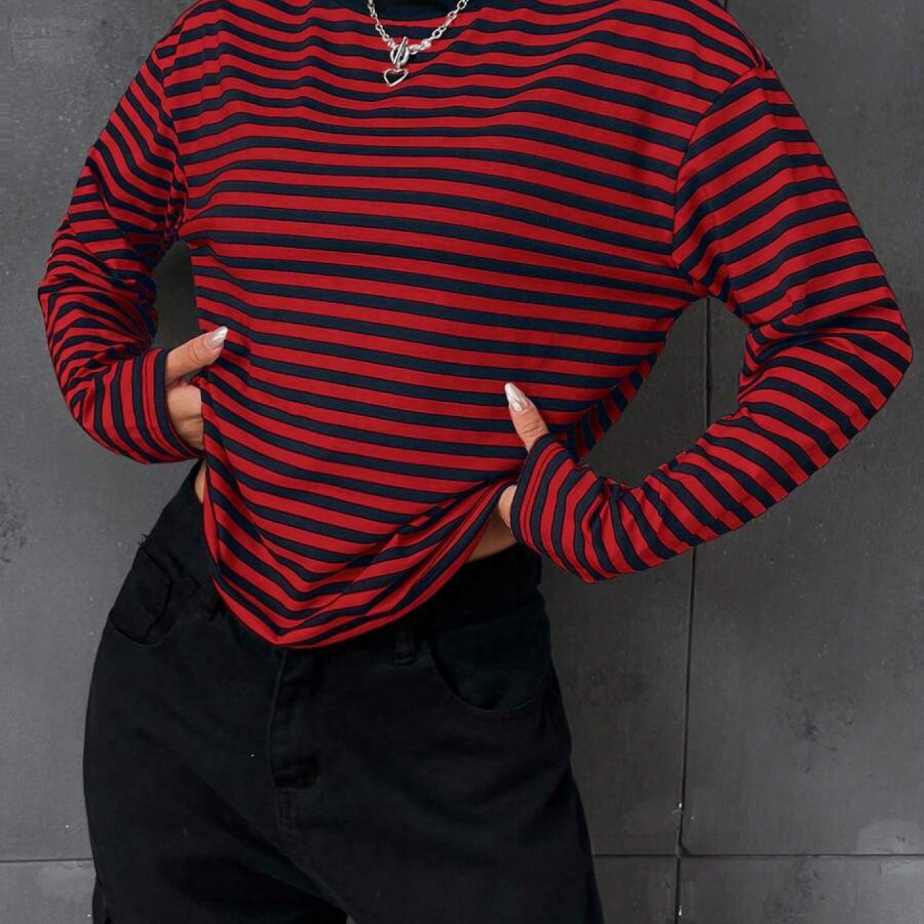 TEMU Plus Size - Plus Size - Striped T-shirt