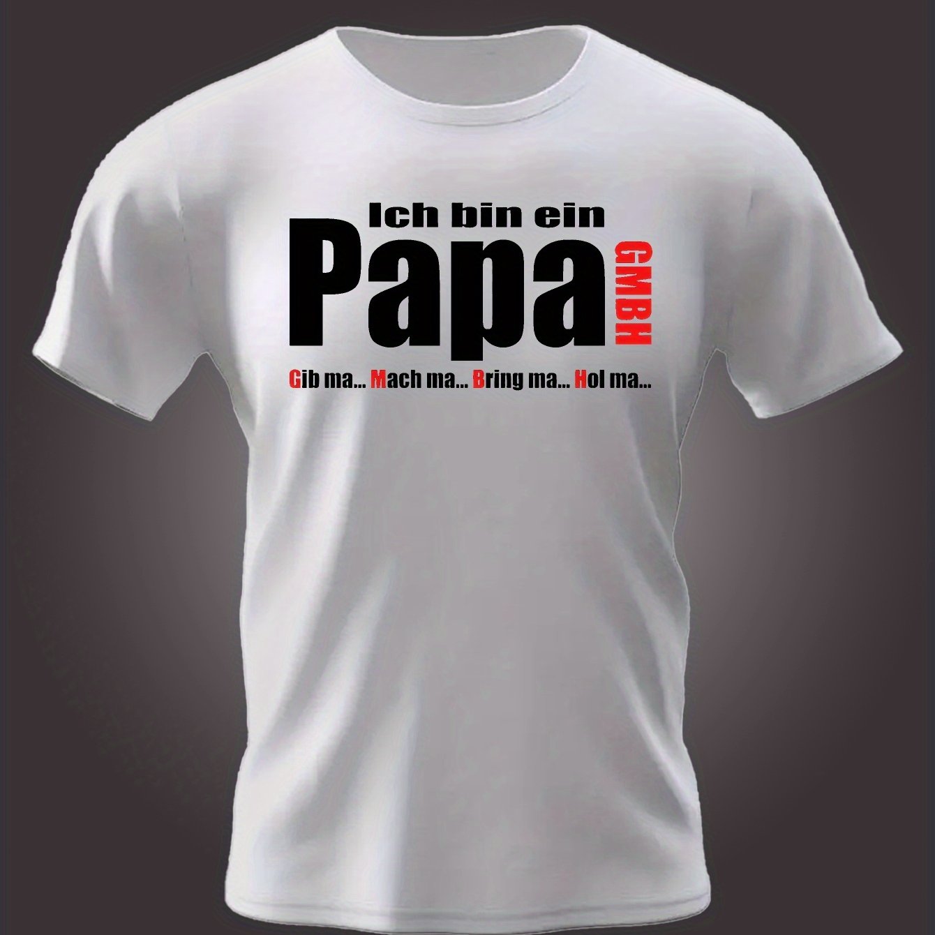 Image of Men's German "ich Bin Ein Papa" T-shirt - Loose Fit Stretchy Short Sleeve Tee With German Text, Round Neck Casual Shirt Suitable For Wear, Machine Washable For Everyday & Outfits
