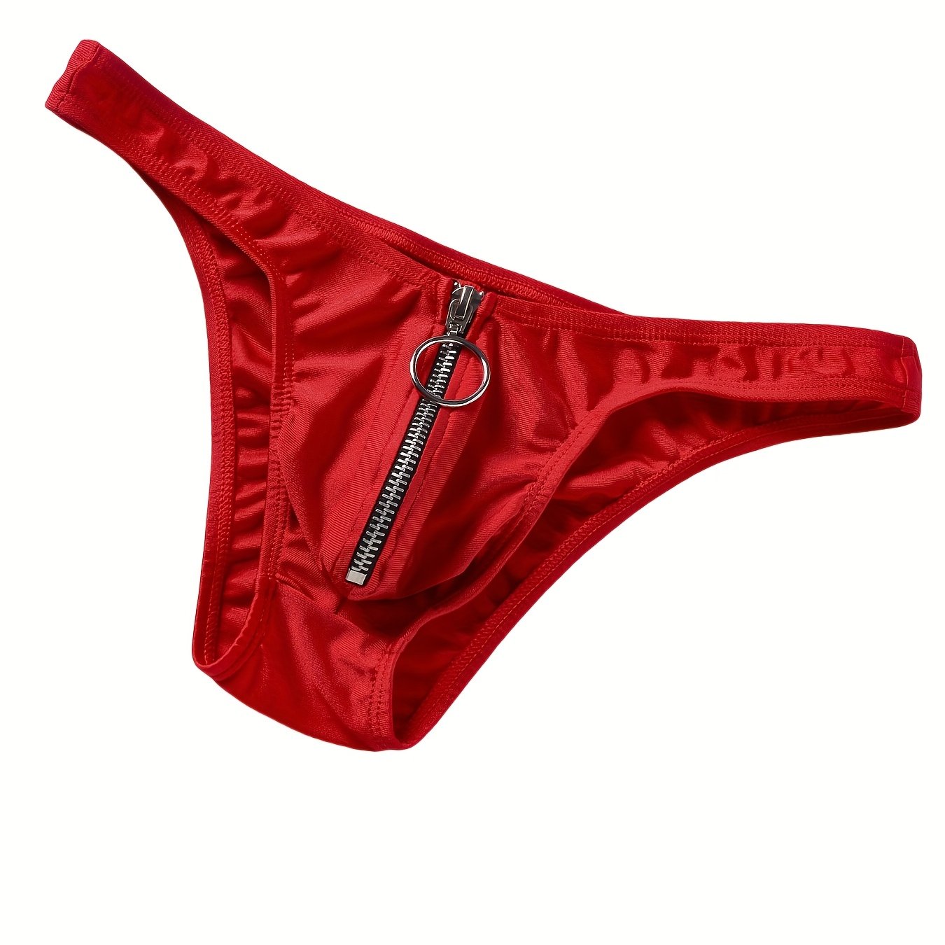E-shop 1 Stück Herren Low-Rise Atmungsaktive Bikini-Slip mit Metallreißverschluss – Herrenunterwäsche