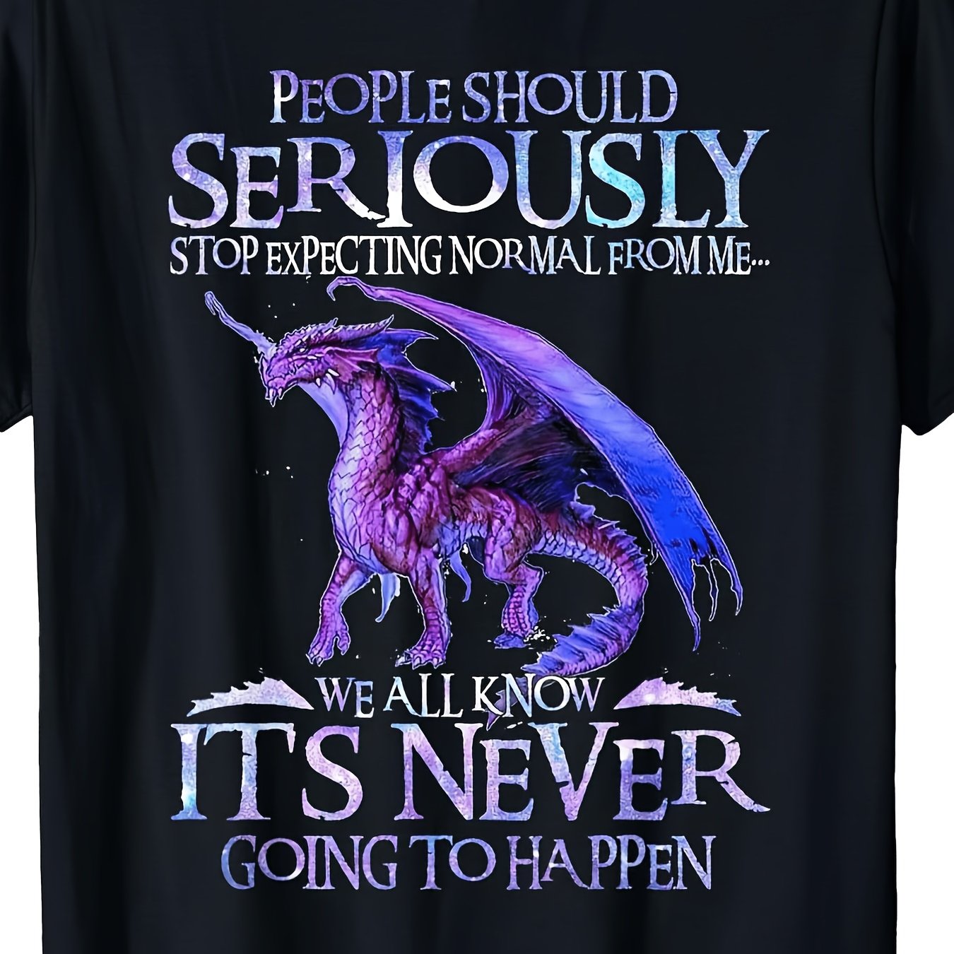 TEMU Fun Dragon Pattern Loose For Women Round Neck Casual Machine Washable-unisex Holiday Gift Casual Outing 2026 New Style T-shirt 180g