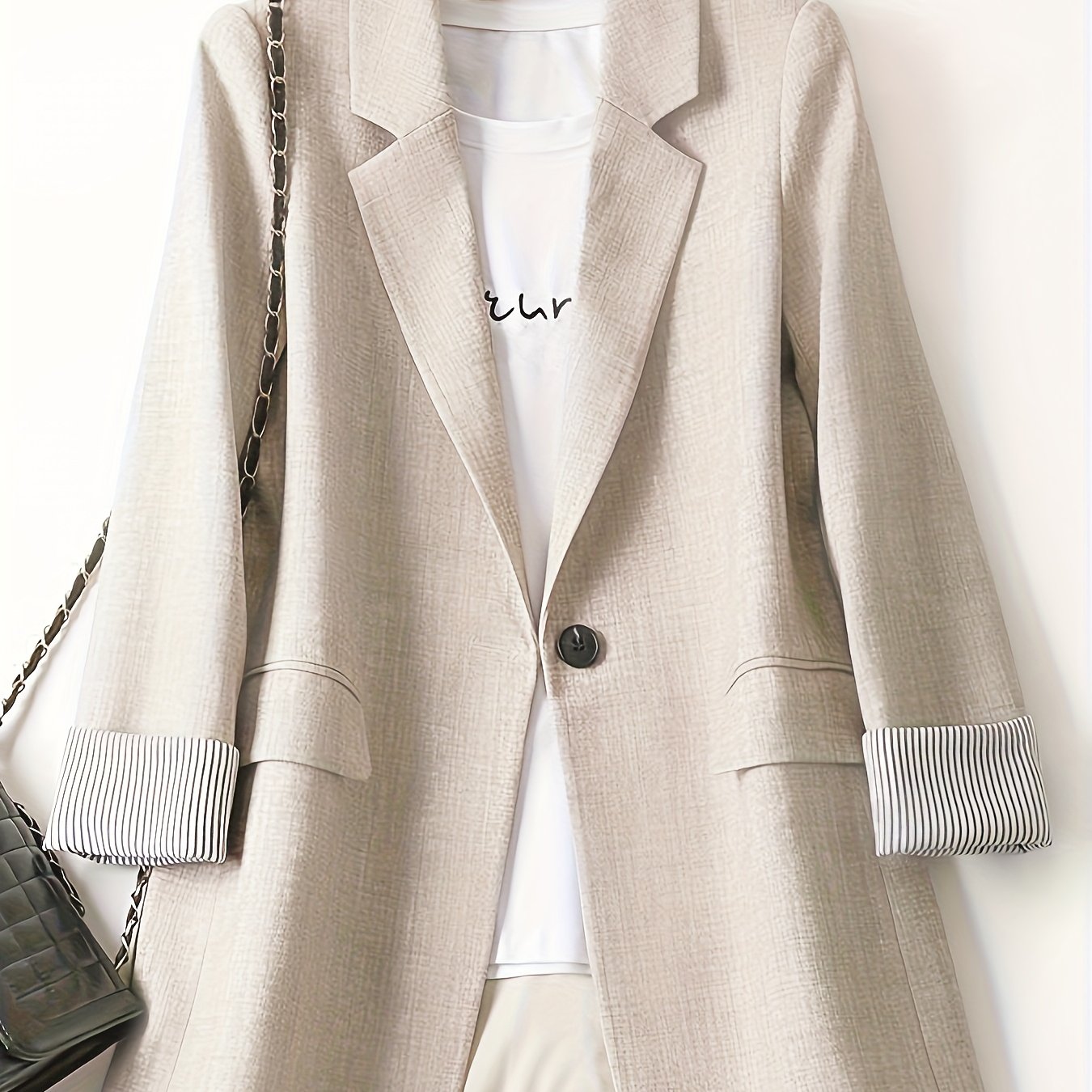 TEMU Internet-famous Women's Loose-fit Casual Spring/autumn Blazer Jacket, Lightweight Suit Jacket For Fall