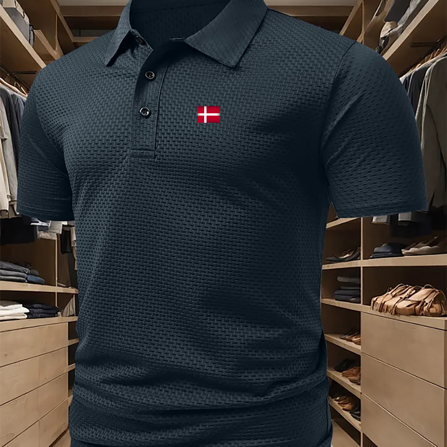 TEMU Polo da , indossabile e con stampa bandiera nazionale, , gamma e raffinato, traspirante e confortevole, e versatile. Maglietta Henley