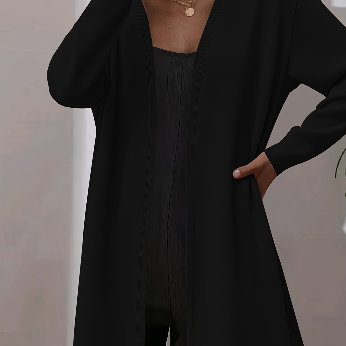 E-shop Plus Size - Plus Size - Plus Size Frühling Sommer Herbst Damen Trendiges Ganzjahres Stretch Einfarbiges Lockeres Cardigan Top, Plus Size Damen