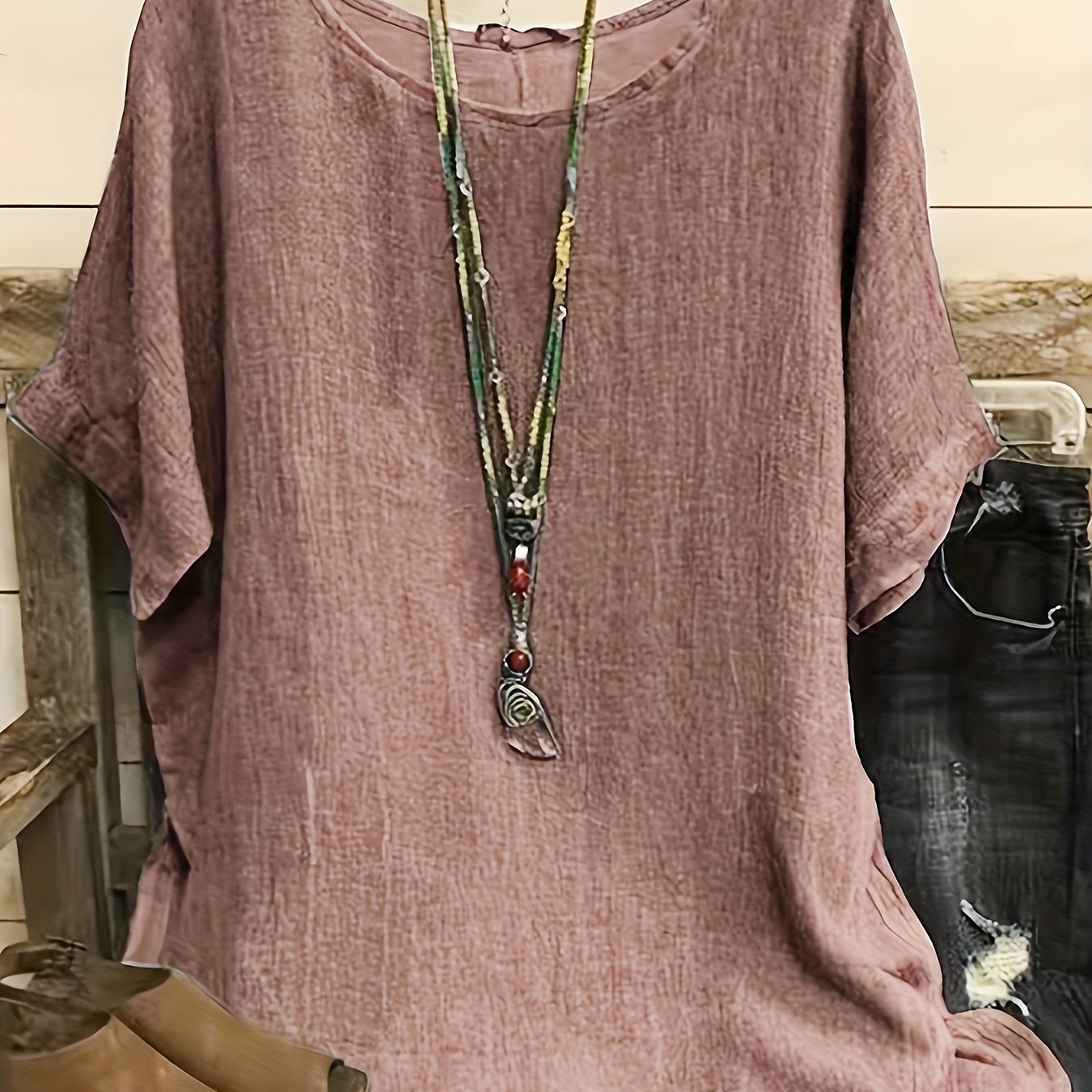 Solid Casual Short Sleeve Top