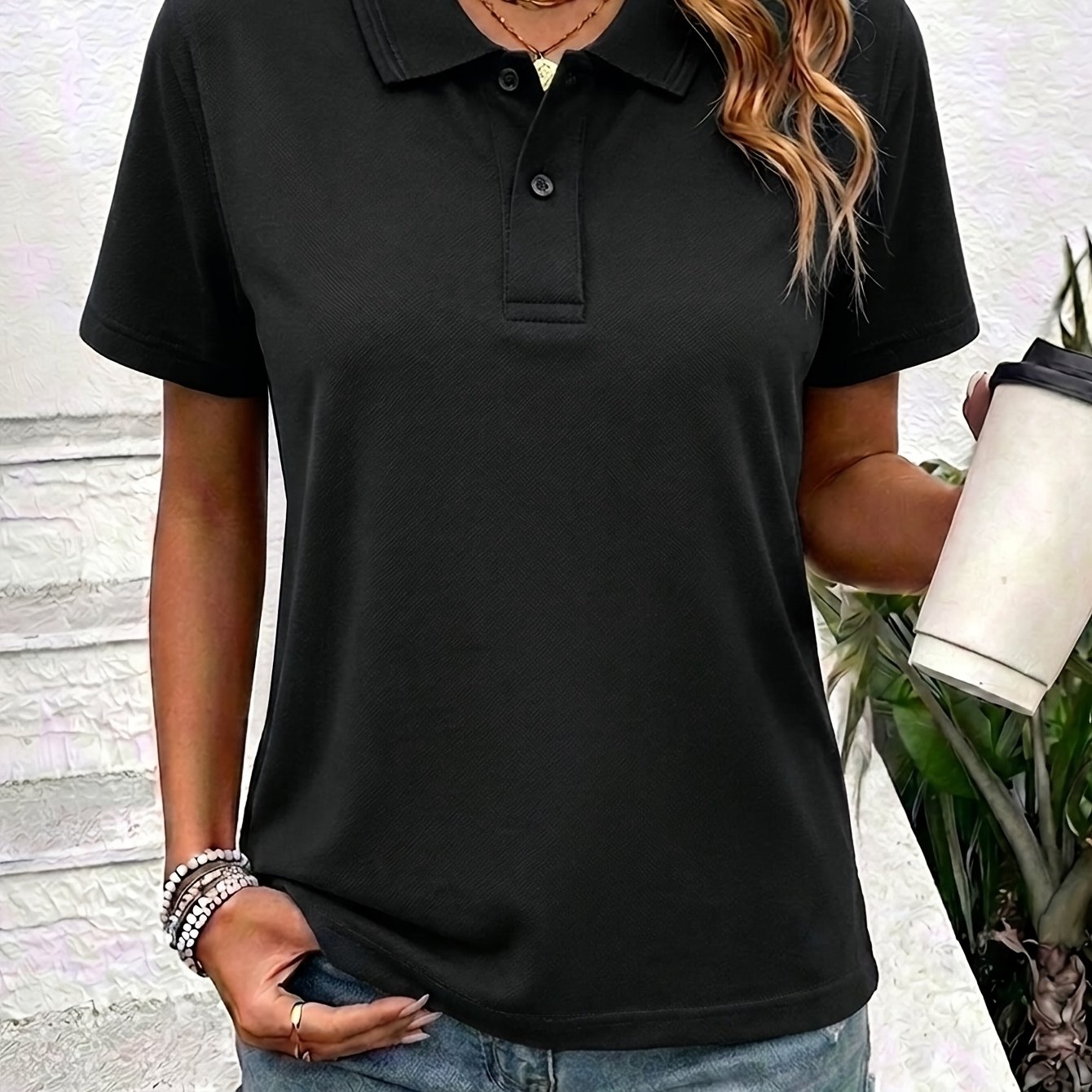 TEMU Women's Summer Age-reducing Style Women's Black Short Sleeve -friendly Breathable Fabric Easy To Create Look