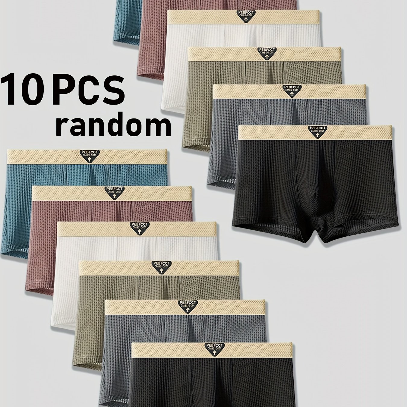 E-shop BROVANIC Zufällige 10 Stück Herren-Boxershorts, atmungsaktiv bequem, einfarbig, Unterwäsche aus seidigem Eis-Sommerfasermaterial