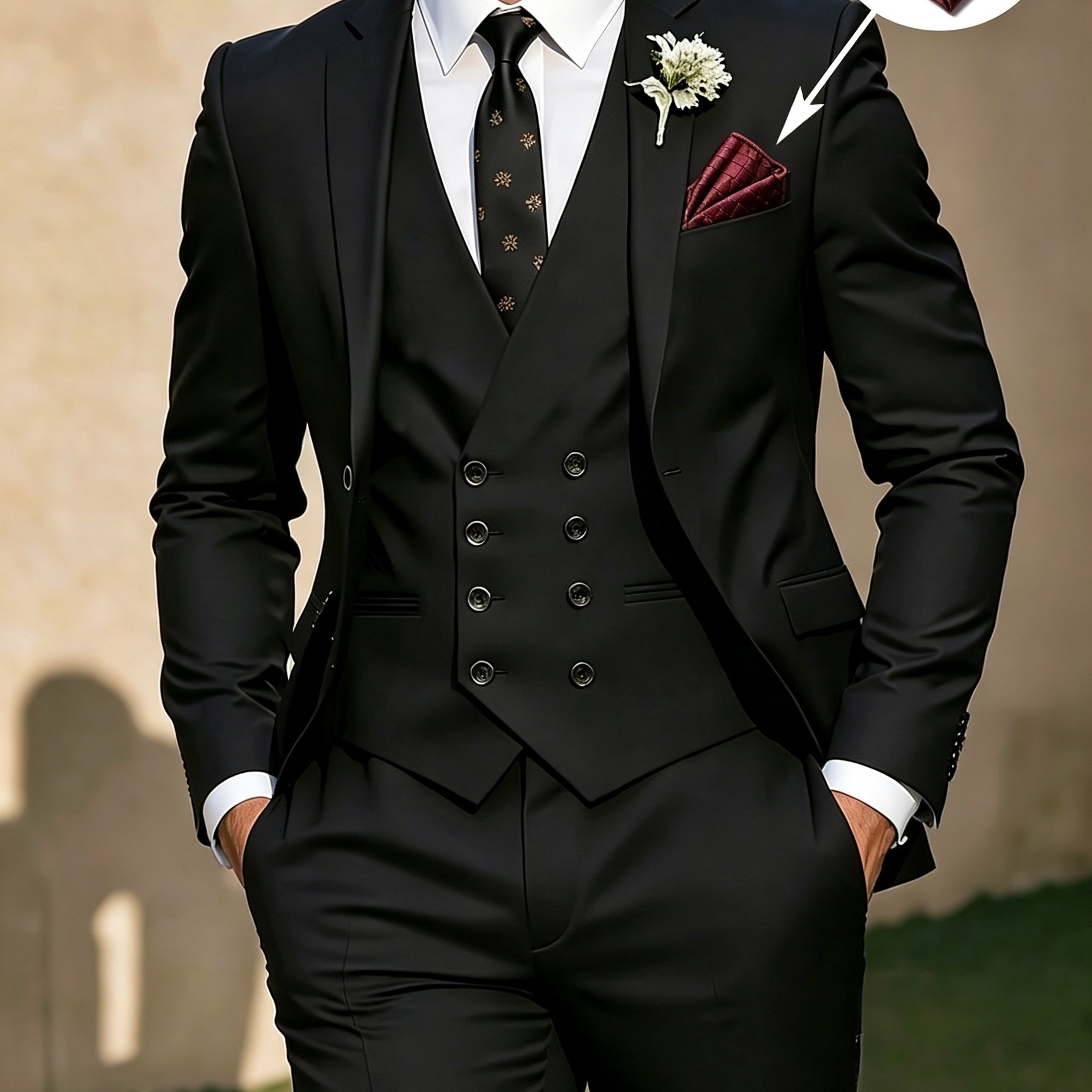 TEMU Men's 3pcs Suit Set, Jacket   Vest   Trousers, Stylish And High-quality, Suitable For Weddings, Includes Pocket Square