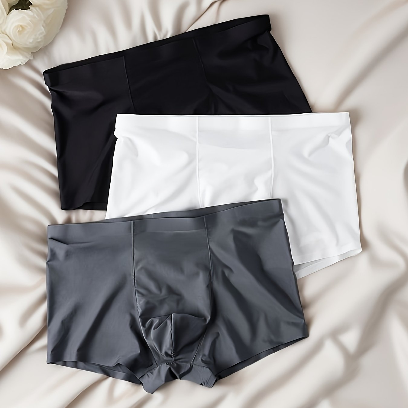 TEMU 3pcs Sous-vêtements de sport respirants à séchage rapide en tissu fibre de glace pour hommes