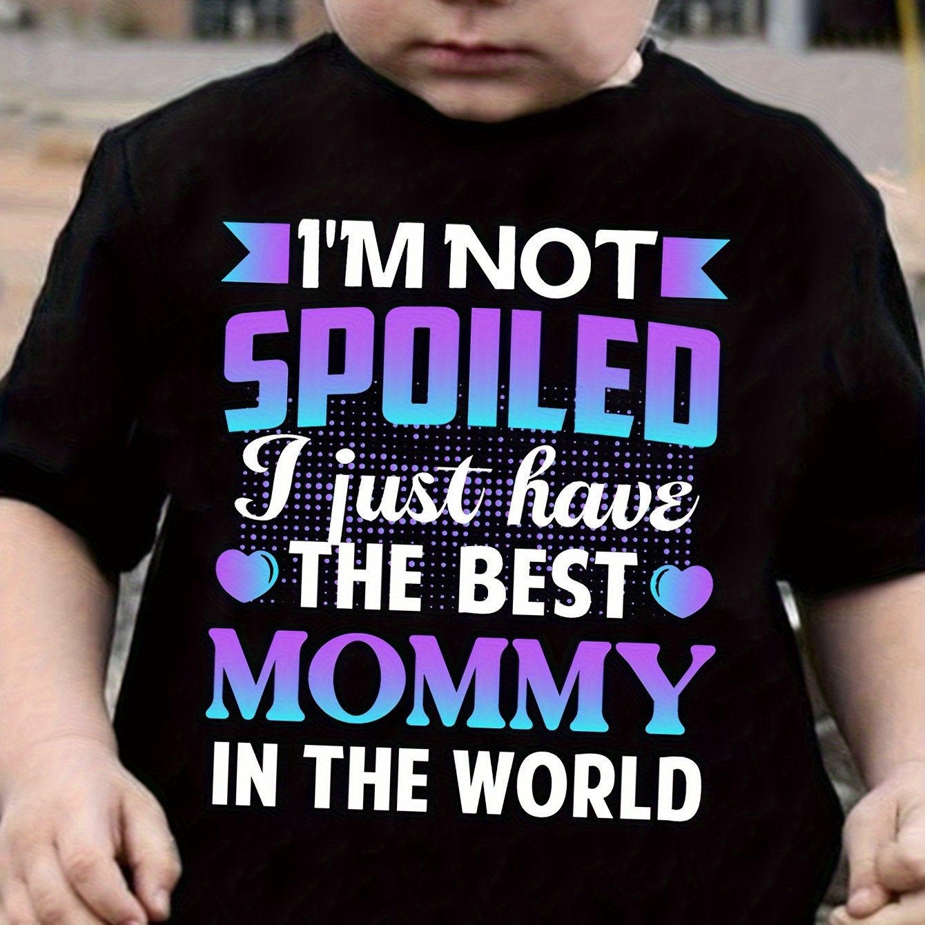 TEMU Boys " , I Just Have The In The World" Cool T-shirt-black Colorful Letters, 100% Cotton, Casual Crewneck, Machine Washable, Spring/summer, Boys