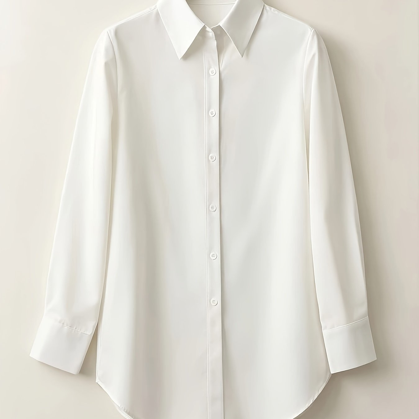 TEMU Fashionable And Elegant Office Lady's Versatile Style, Asymmetrical Long-sleeve Shirt With -button Collar Design Suitable For