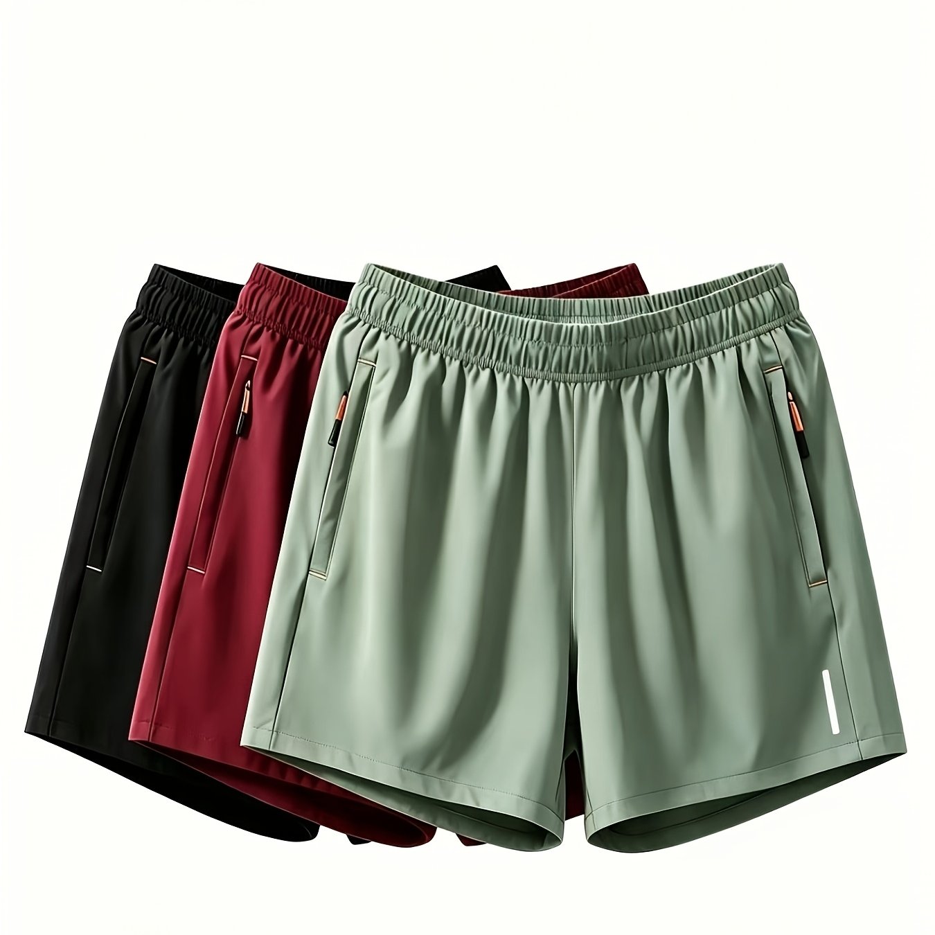 TEMU 3pcs Women's Summer Quick-dry Shorts, Ideal For Outdoor Activities. Features Zippered Pockets, An Internal Drawstring Waistband, Silver