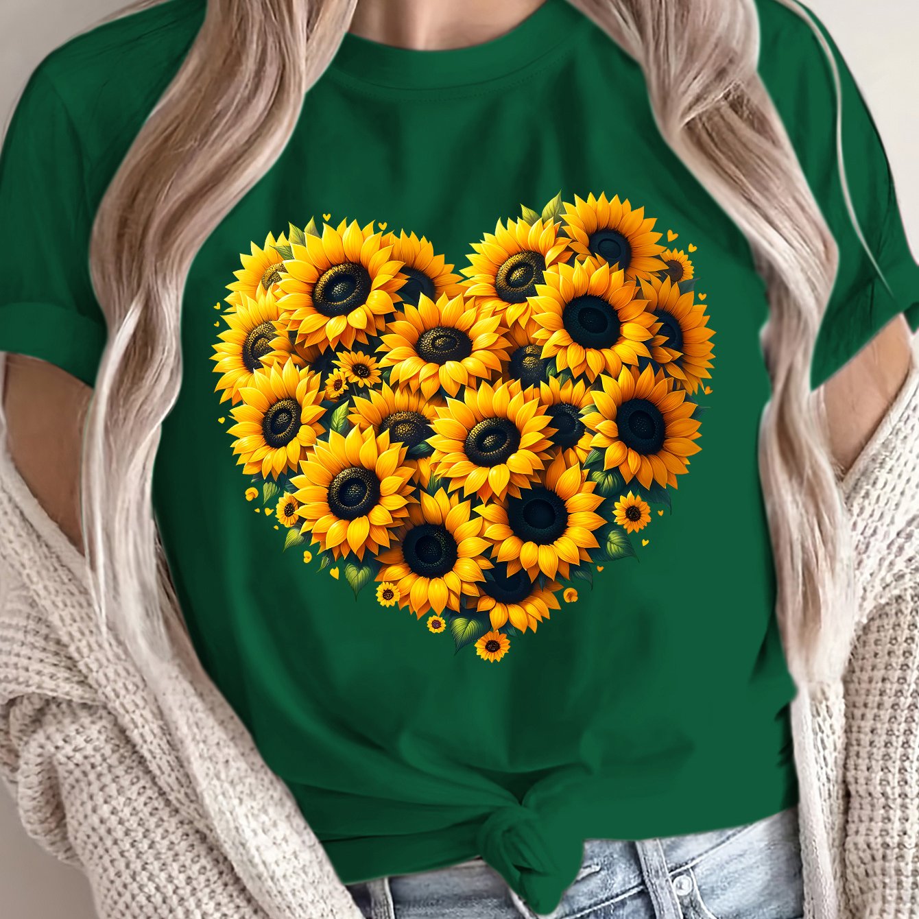 TEMU Summer Women's Front Printed Short-sleeved T-shirt, Comfortable And Breathable Fabric, Casual And , Suitable For Spring And Summer