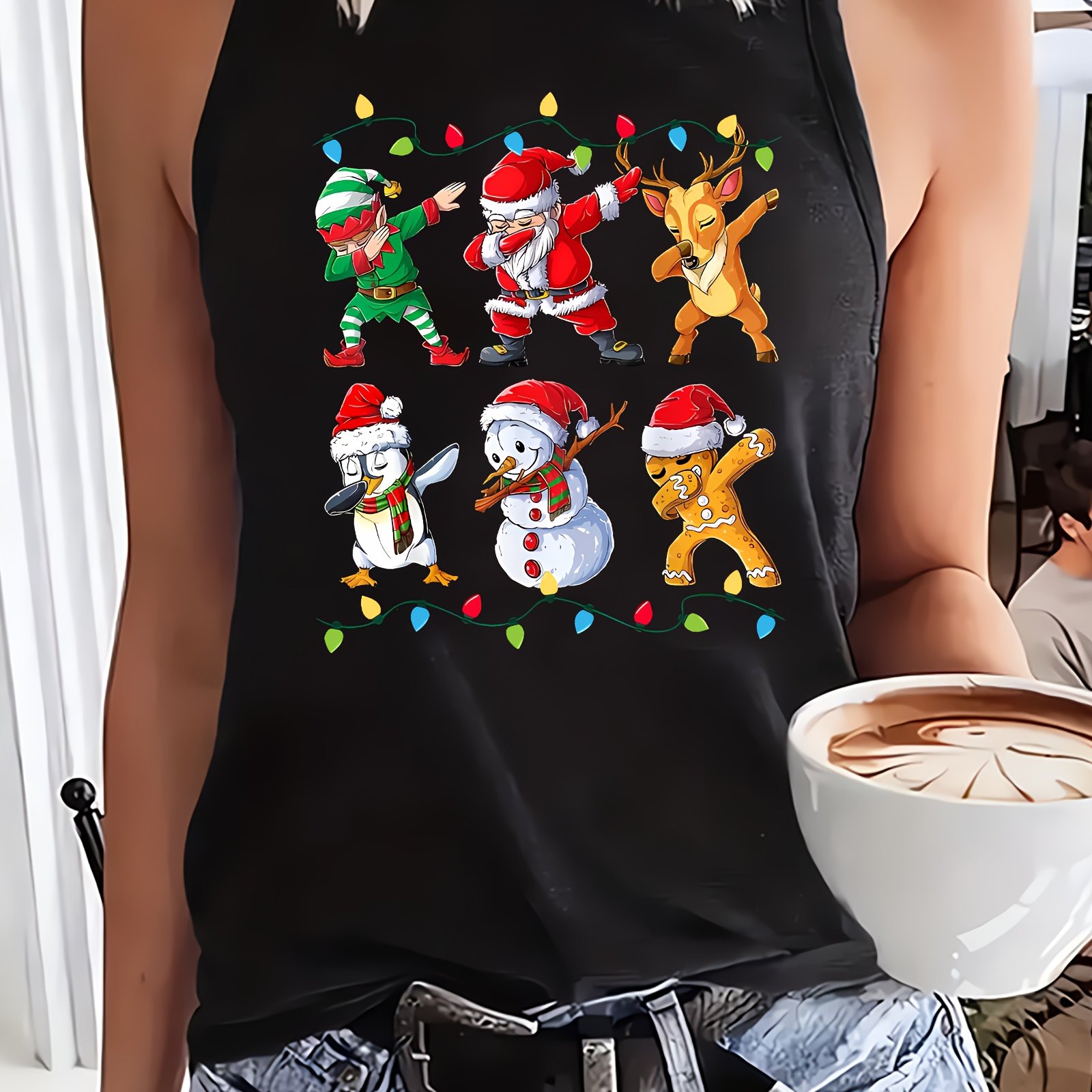TEMU Christmas Women's Sleeveless Vest, Casual Loose Fit, Women's Summer Fall Casual Athletic Wear