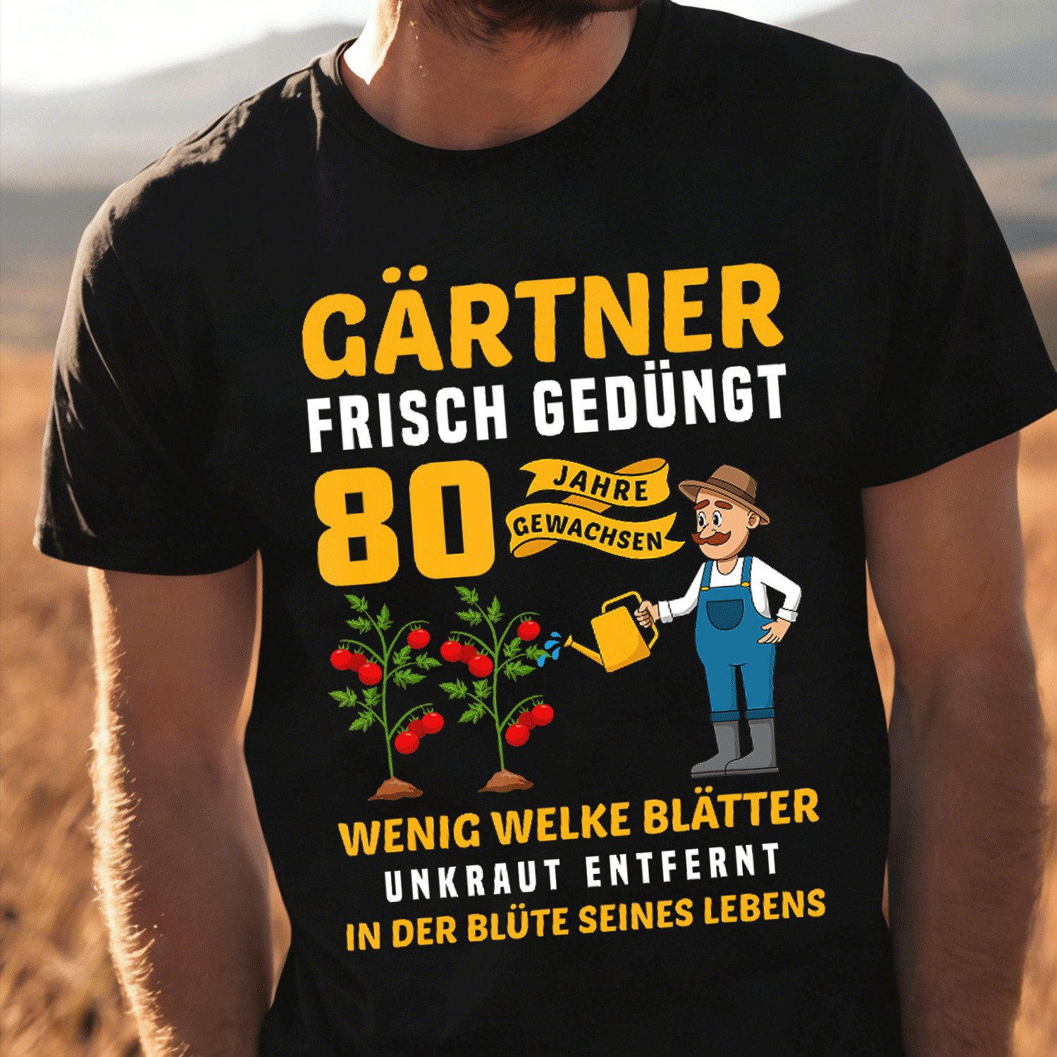 Men' & Women' 80th Birthday Gardening T-shirt - Funny Gift Suitable For , Unisex Round Neck Casual Shirt With Themed, Machine Washable For Wear (ideal For 80 Year Olds)