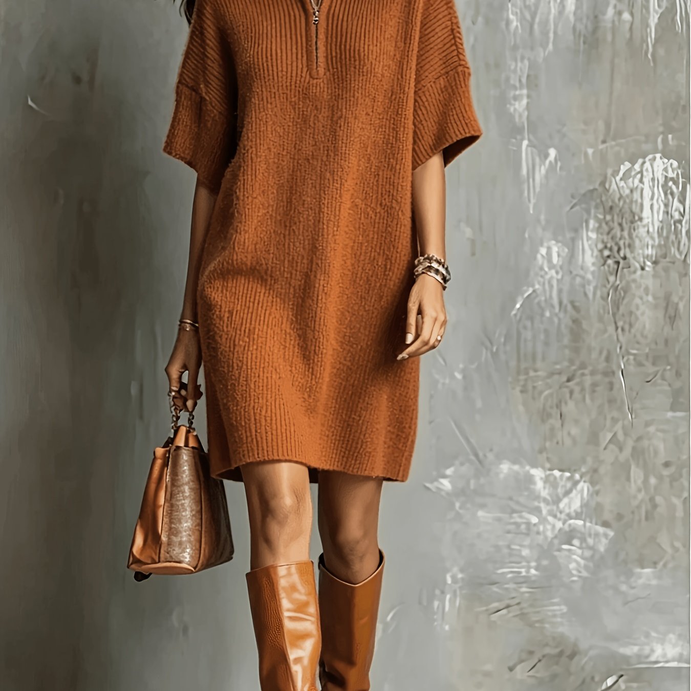 TEMU Women's Autumn/winter High-quality, Exquisite, Elegant Sweater Dress
