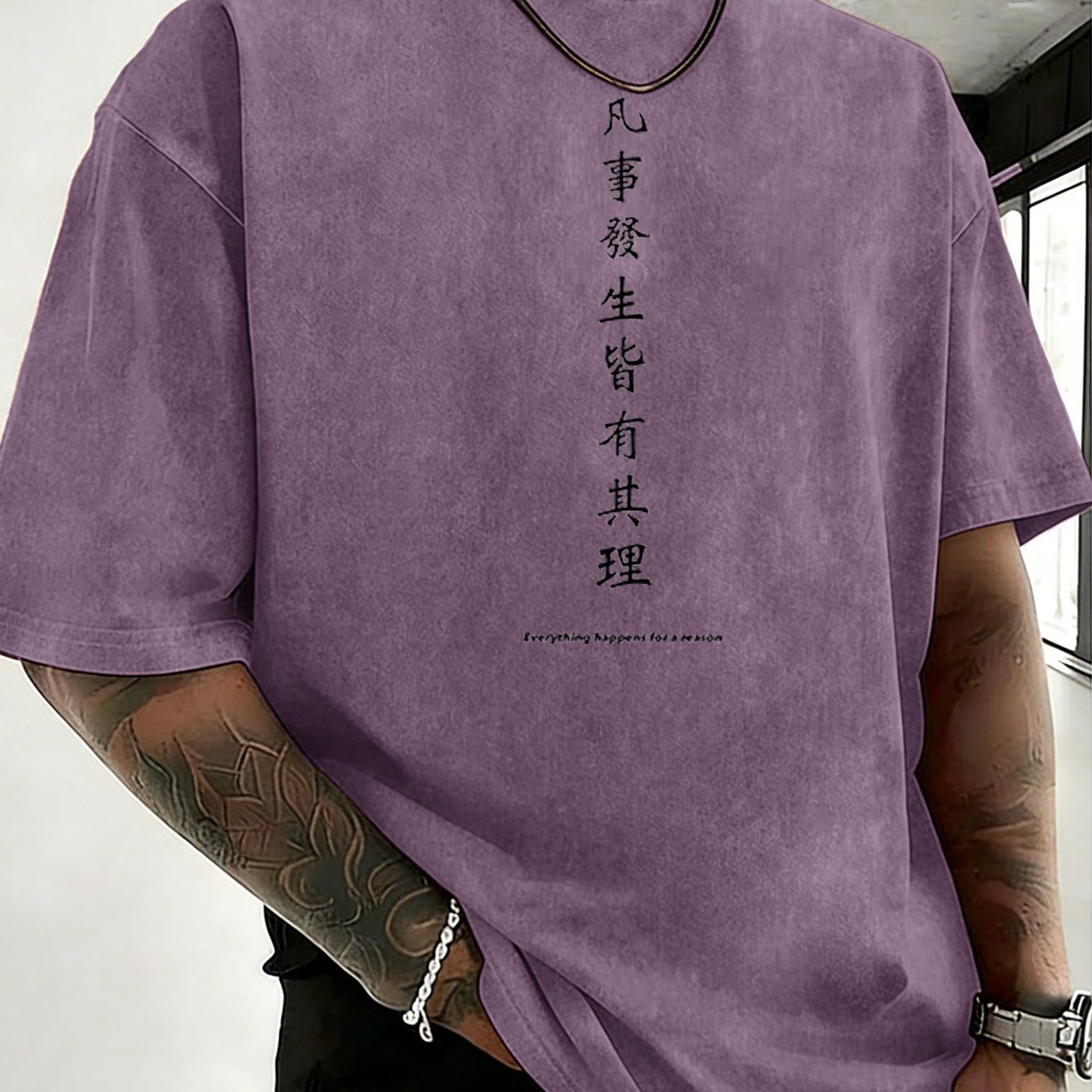 TEMU [printed Design - Not Textured] 2026 Plus-size Men's Printed T-shirt, For The Fashionable Crowd, Loose-fitting, Comfortable, High-quality Short