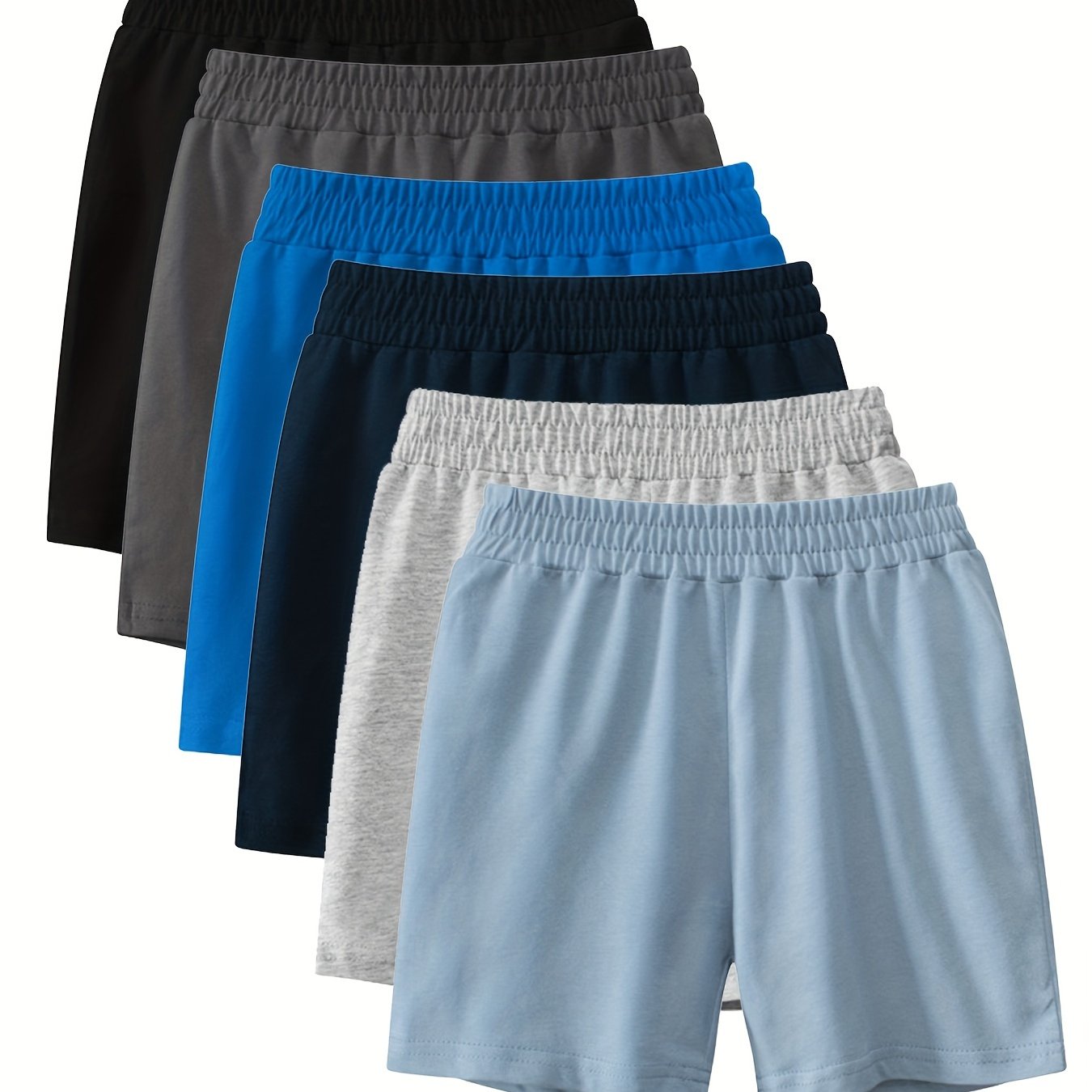 6pcs Solid Color Knee-length Pants For Boys, Outdoor