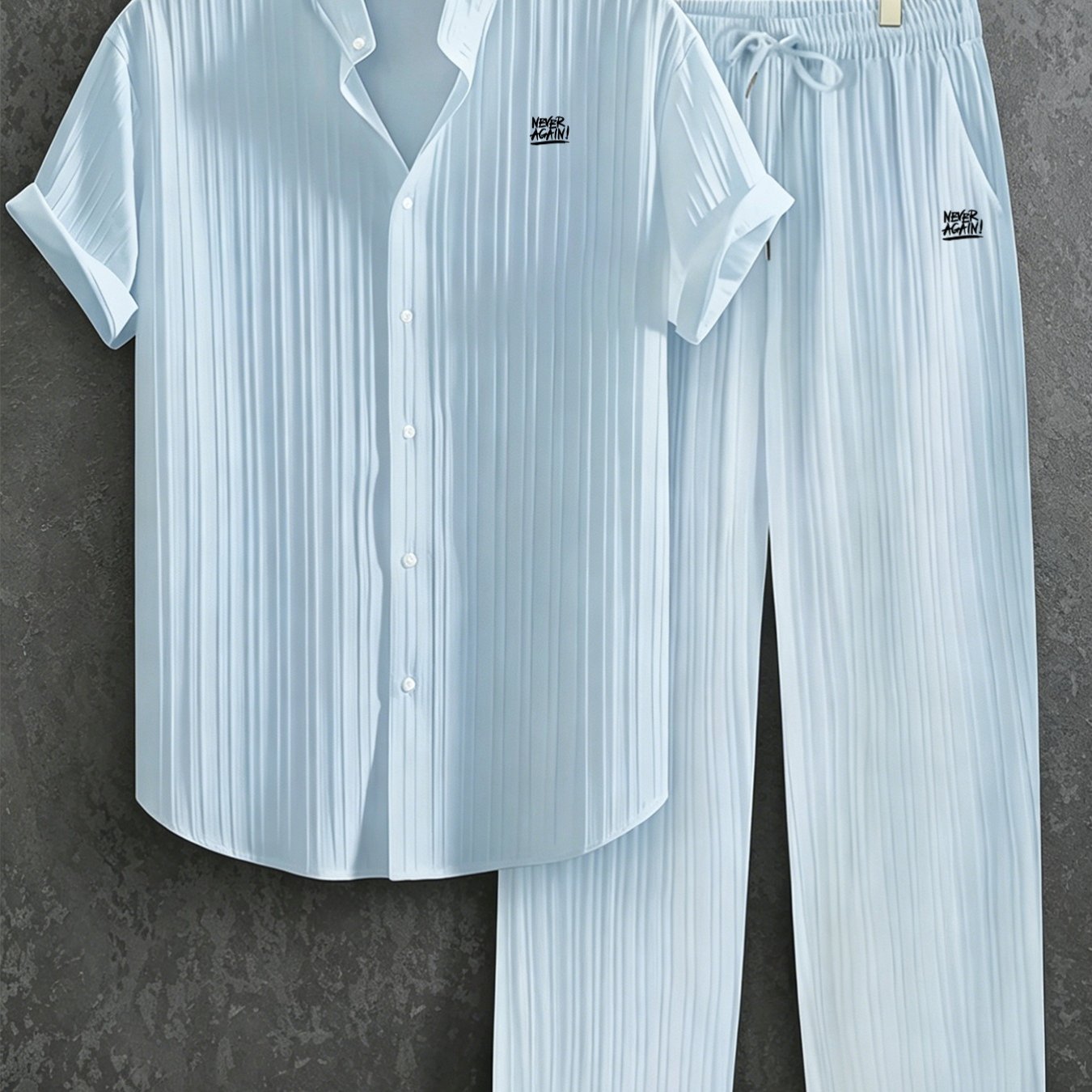 TEMU New Summer Men's Printed Set, Blending Y2k Vintage Style With Anime-inspired Fun. Features A Meme Print With "!" Text, Suitable For Camping,