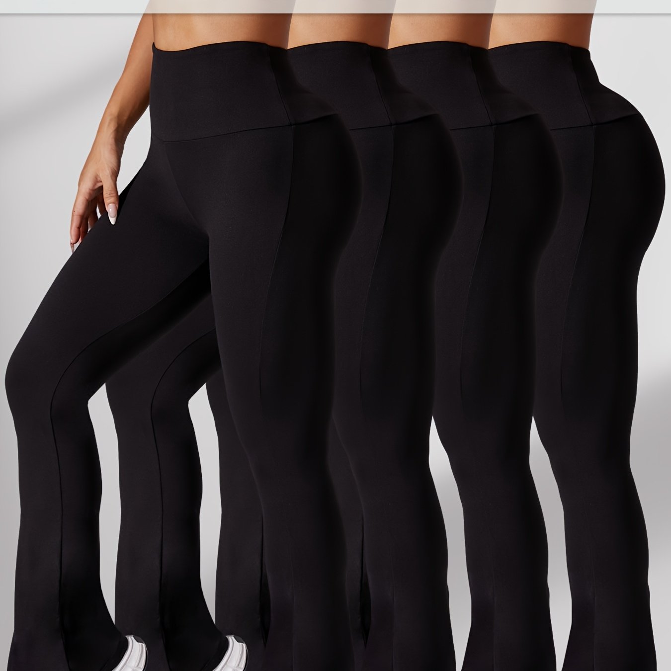 4- Size Women' Soft High-waist Flare Pants, Leggings Tummy Control Soft Bootleg Bell Bottoms