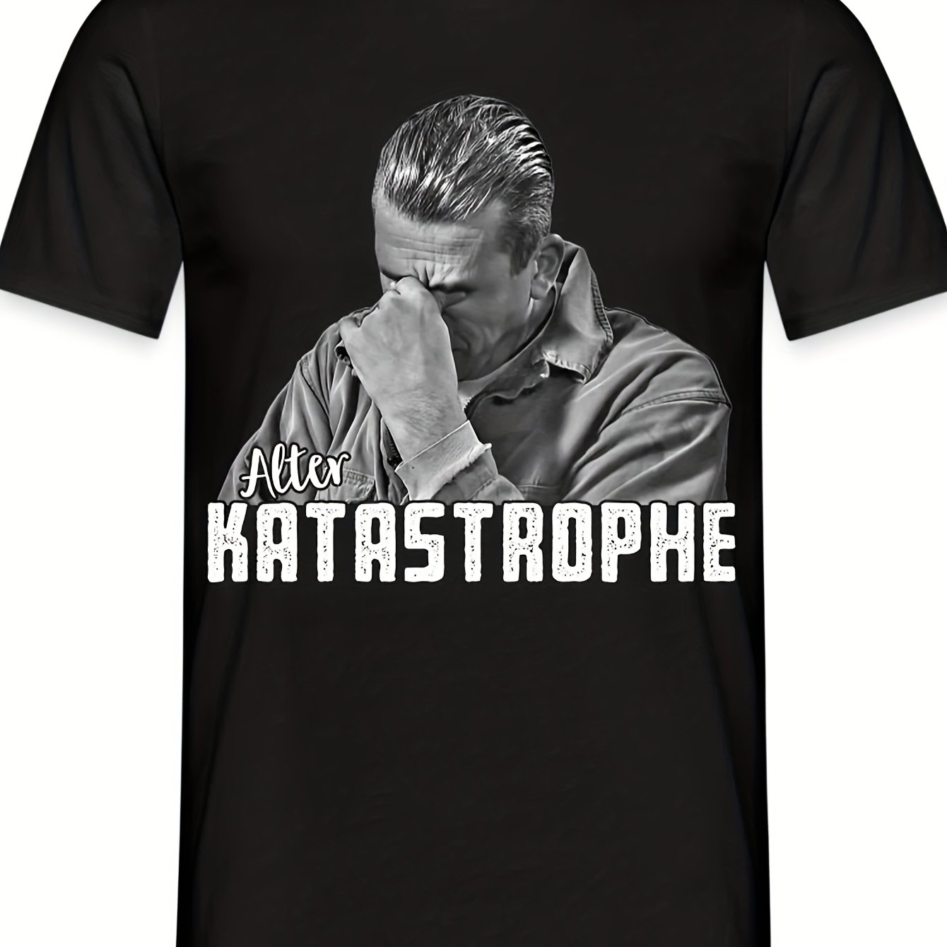 Plus Size Qxabcg Men's Funny Catastrophe Mechanic Humor T-shirt | Casual Round Neck Tee With German & Car Engine Design, Fit For Auto Enthusiasts, Mechanics, Casual Attire - Perfect Gift For