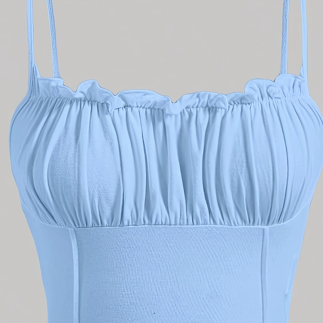 TEMU Women Sweet Spaghetti Strap Cami Top, Ruched Bust Solid Color Cropped Tank Top, Slim Fit Sleeveless Summer Y2k Camisole