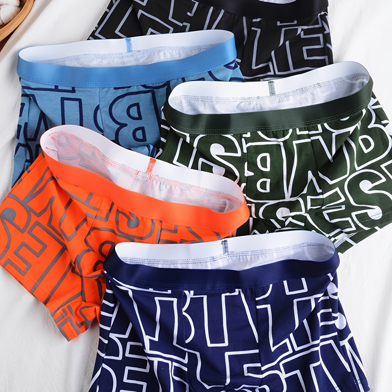 Random 3 Piece Of Men's Cotton Breathable Comfortable Plain Color Boxer Briefs