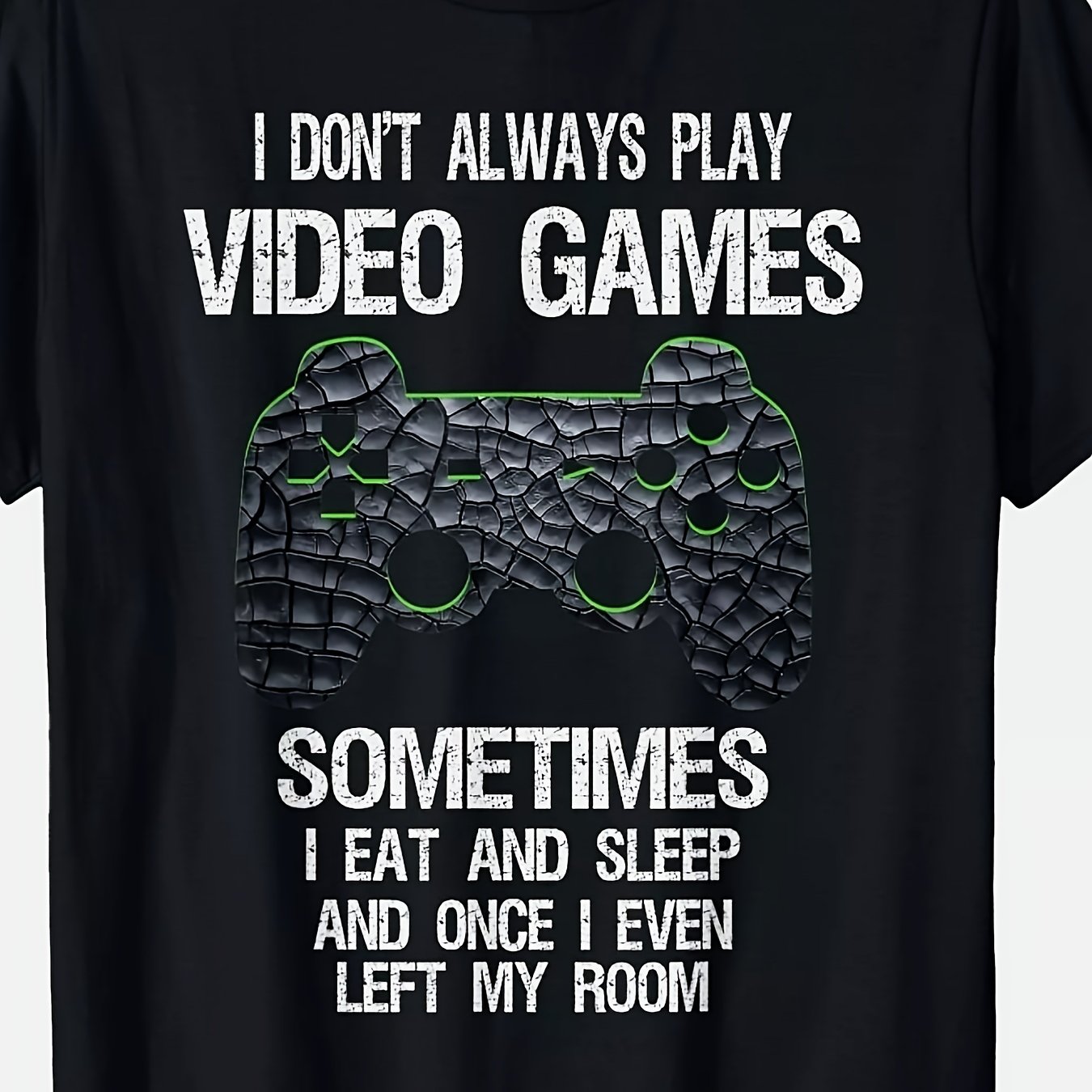 TEMU Men's Funny Video Games Graphic T-shirt - 100% Fit Breathable Tee With " Play Video Games" Slogan & Controller Design, Machine Washable Casual