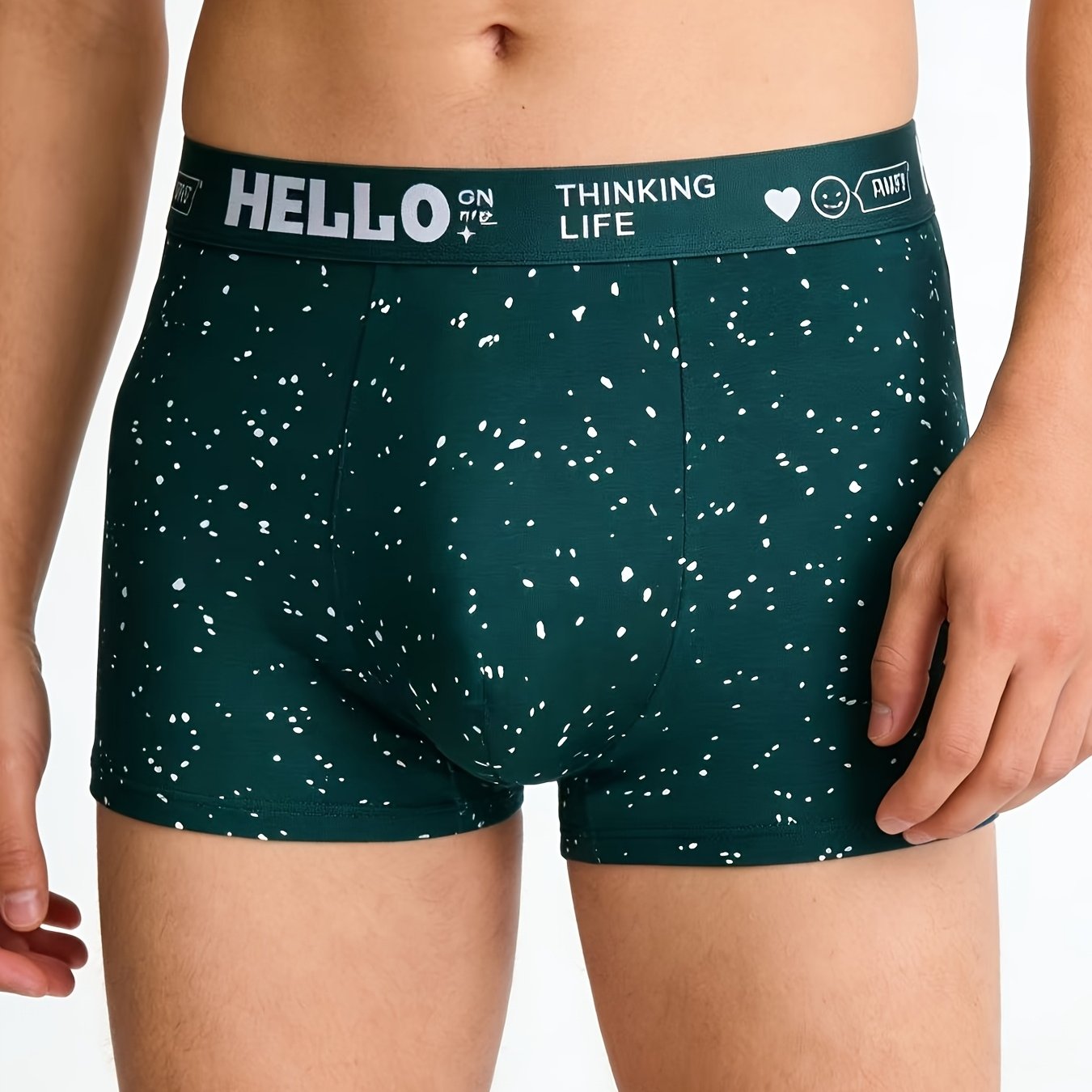 E-shop 1er-Pack Atmungsaktive Herren Boxer Briefs | 93%, 7% Elasthan, Mittlere Dehnung, Muster, Weich, Schweißabsorbierend, Modisches Design,