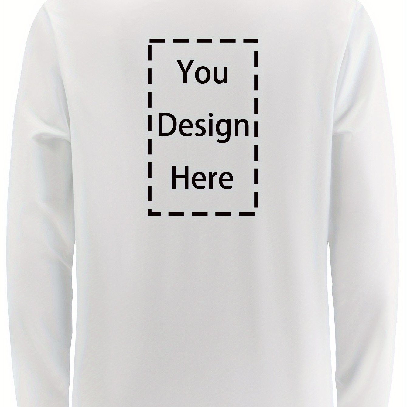 TEMU Men's Long Sleeve Customizable T-shirt - " Here" Print, Casual Crew Neck, Stretch Fabric, Wear, Heat Transfer Printing, Regular Fit