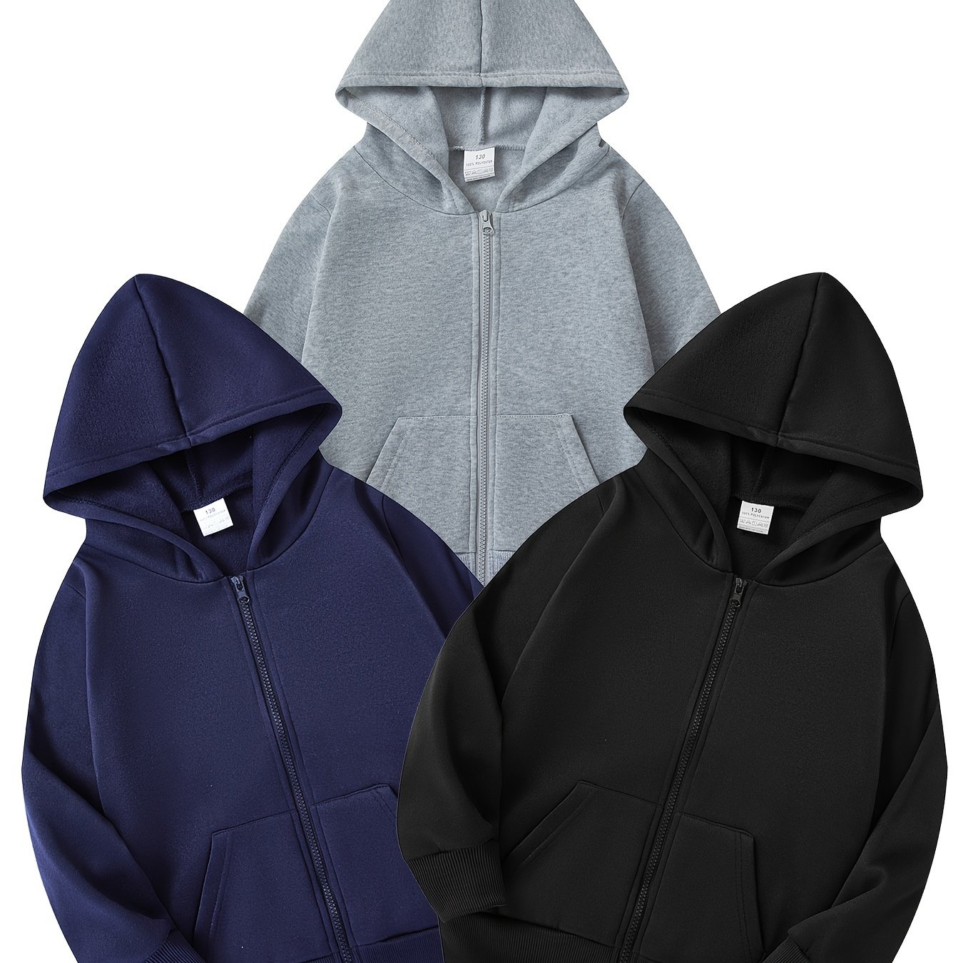 A 3pcs Set Of Casual Zip-up Hoodies, Machine Washable, Made From Soft Fabric, Suitable As A Holiday Gift For Boys Or , Perfect For Spring And Autumn Sportswear