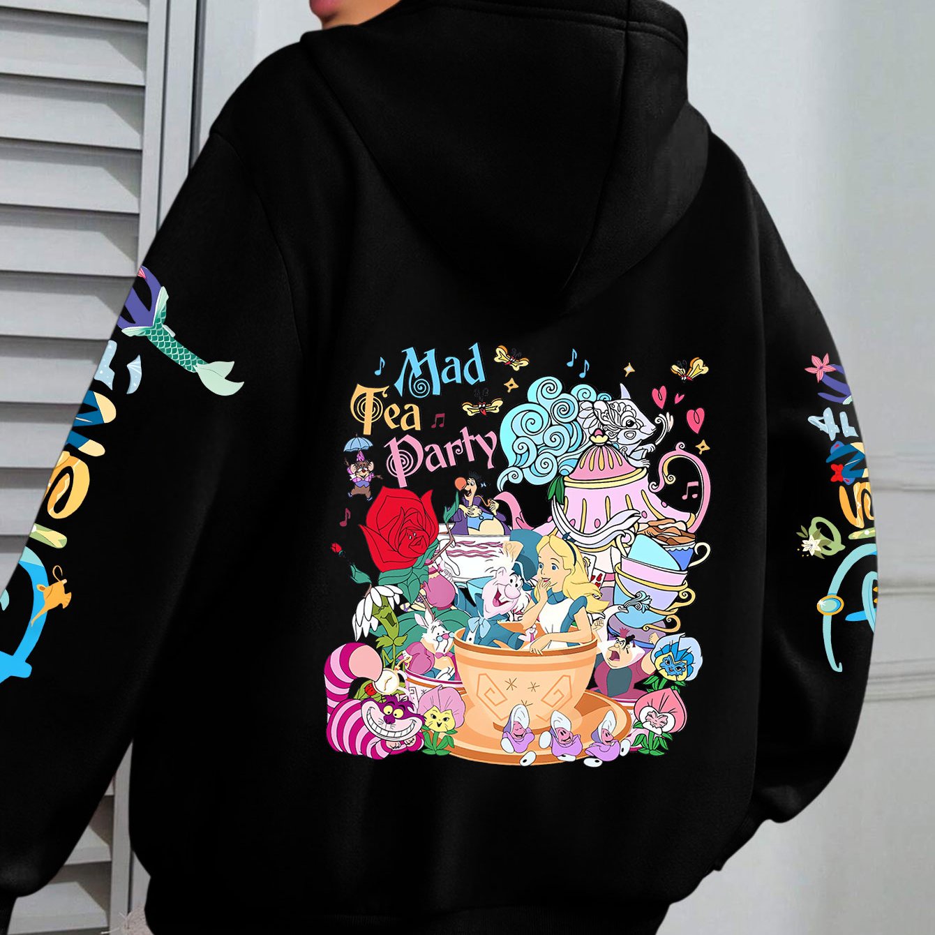 TEMU Licensed Women's Casual Hooded Sweatshirt Party Print Pattern And Text Multiple Characters Print Women's Hooded Sweatshirt Women's Drawstring