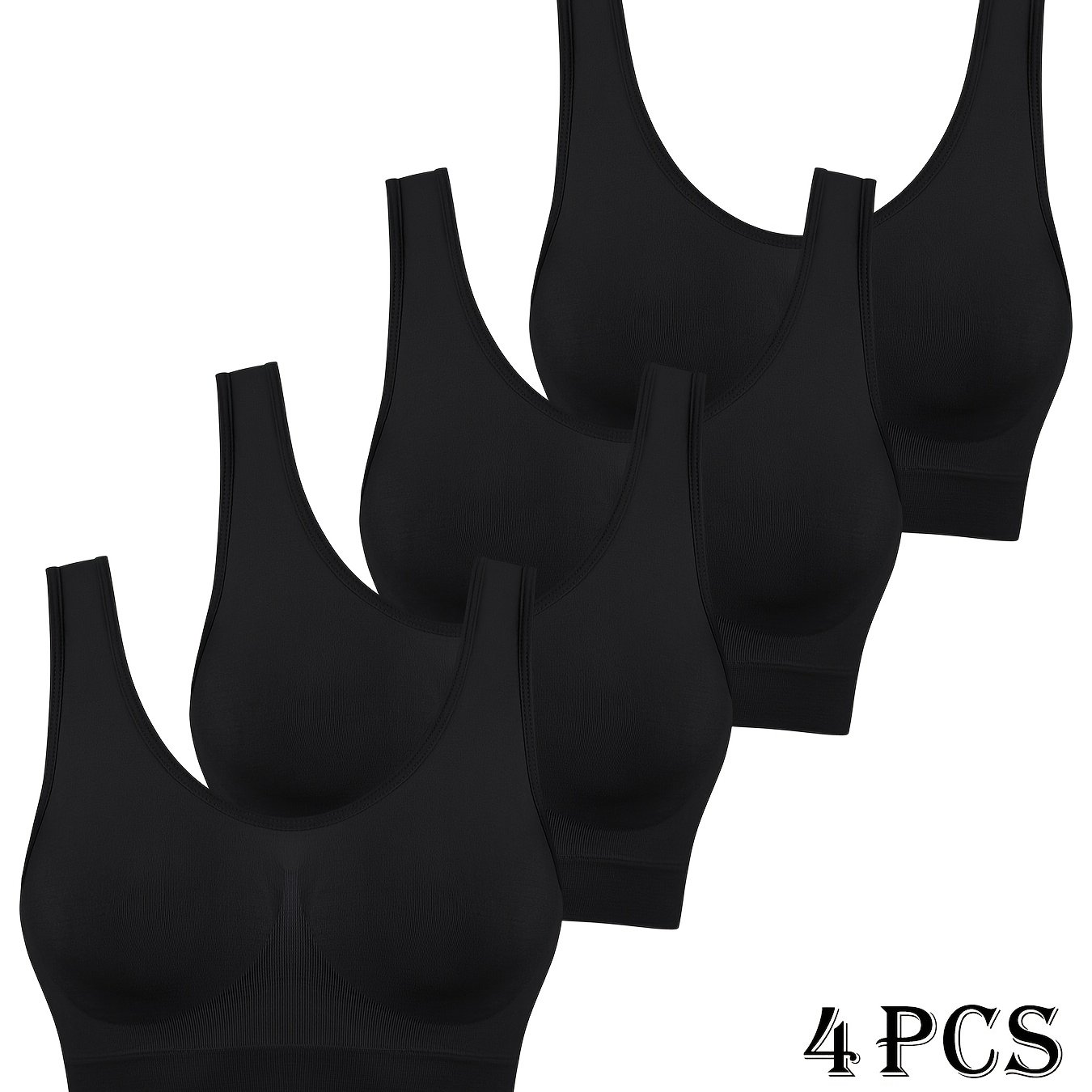 4pcs Set Women' Comfortable High-elastic Single-layer Thin Unpadded Sports Bra Women's Underwear