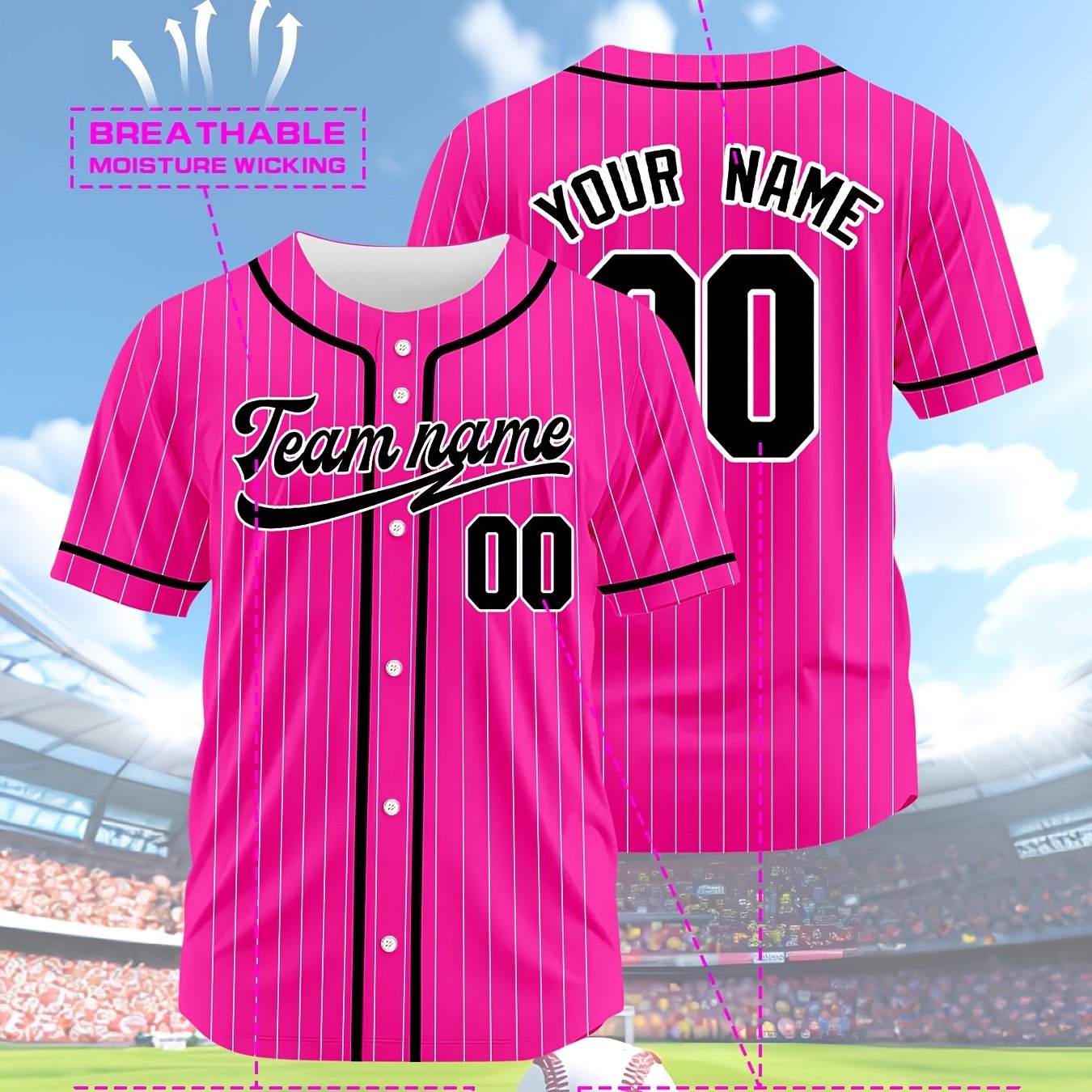 TEMU [customized] Women's Jersey, Women's Top, Customizable Team Name And Number, Outdoor Sports Cardigan, Suitable For Training And Competition |